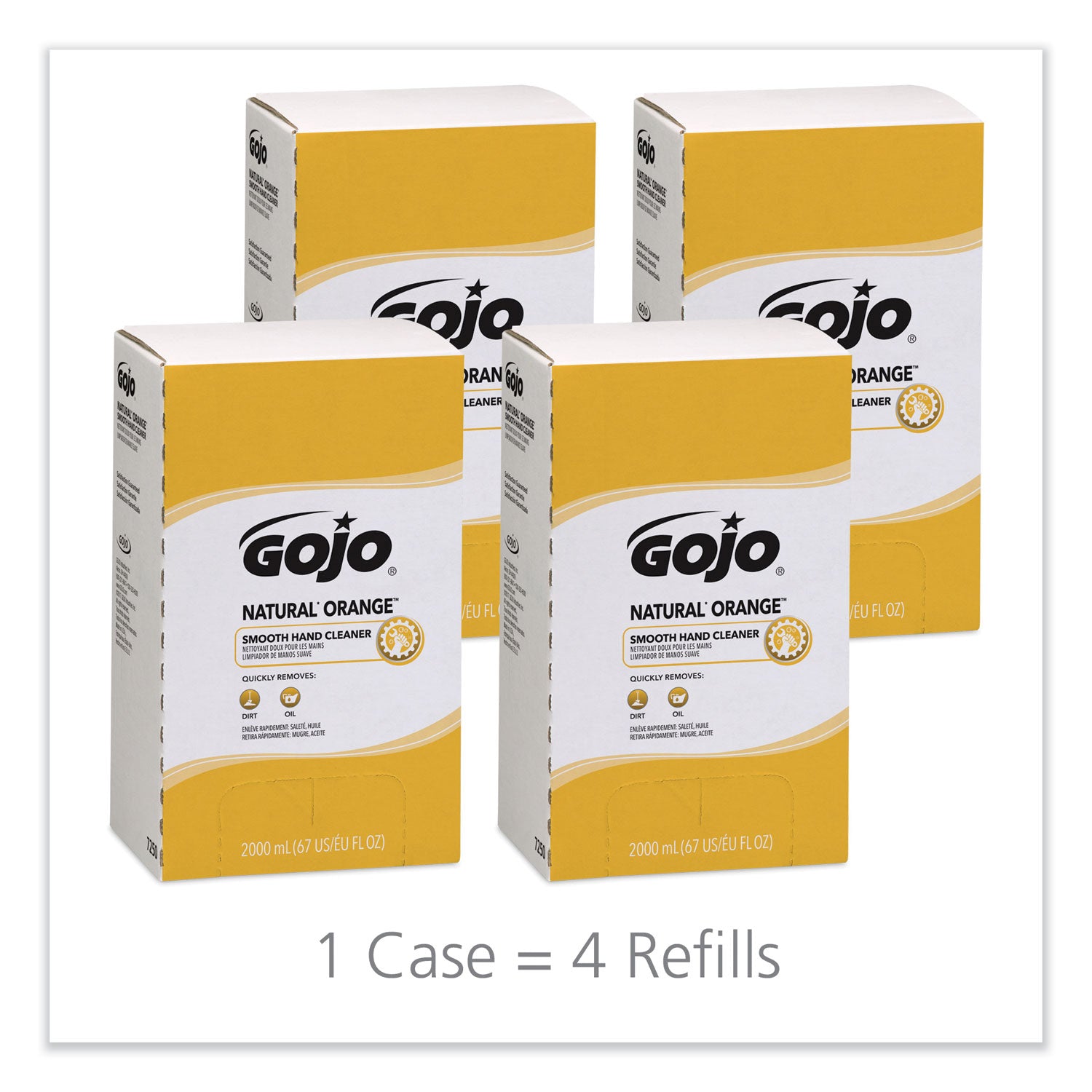 GOJO® NATURAL ORANGE Smooth Hand Cleaner, Refill for GOJO PRO TDX Push-Style Dispenser, Citrus Scent, 2,000 mL, 4/Carton