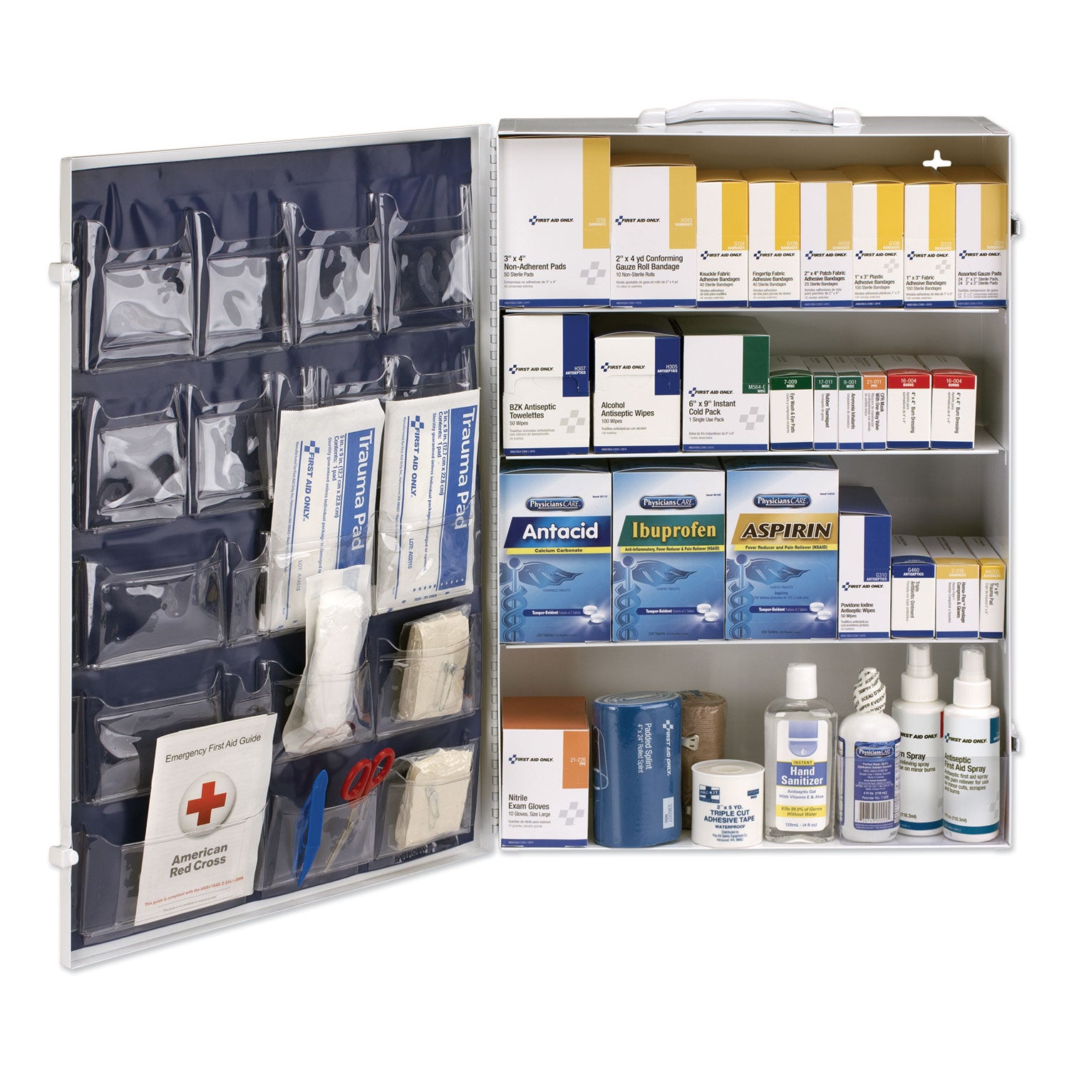 First Aid Only™ Ansi Class B+ 4 Shelf First Aid Station With Medications, 1,461 Pieces, Metal Case