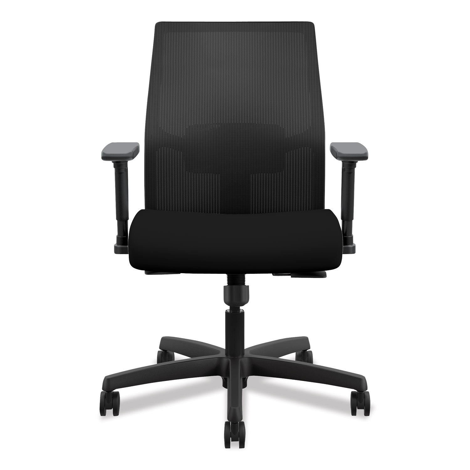 HON® Ignition 2.0 4-Way Stretch Low-Back Mesh Task Chair, Supports Up to 300 lb, 16.75" to 21.25" Seat Height, Black