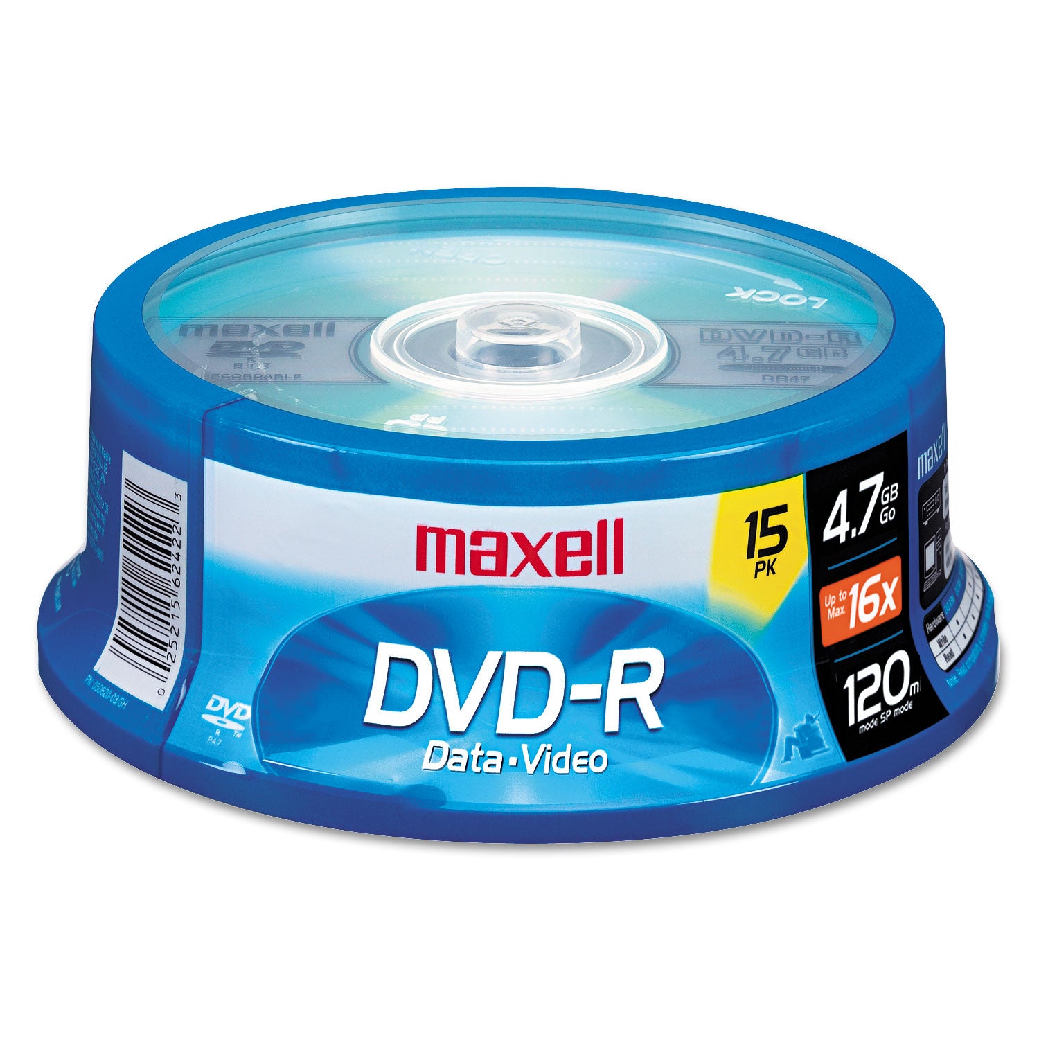 Maxell® Dvd-R Recordable Disc, 4.7 Gb, 16x, Spindle, Gold, 15/pack