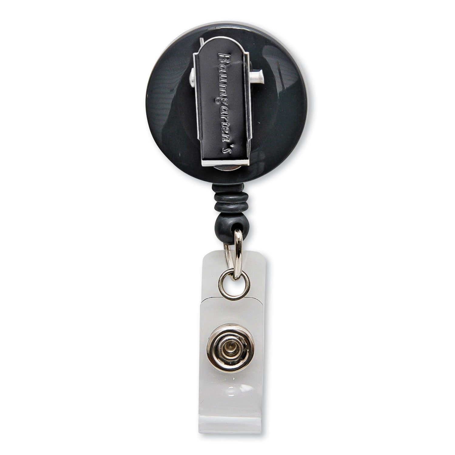 SICURIX® Swivel-Style Spring-Clip Id Card Reel, 30" Extension, Black