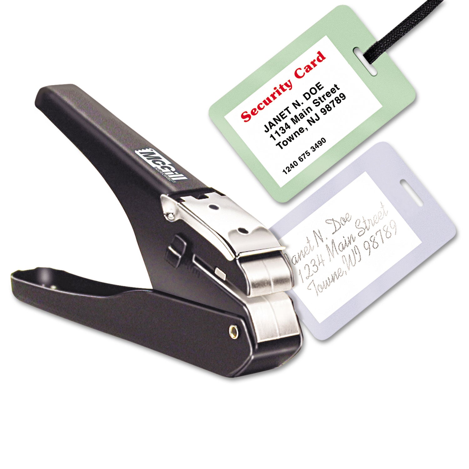 McGill™ Handheld Badge/slot Punch, 9/16" X 1/8" Horizontal Slot, Black/chrome