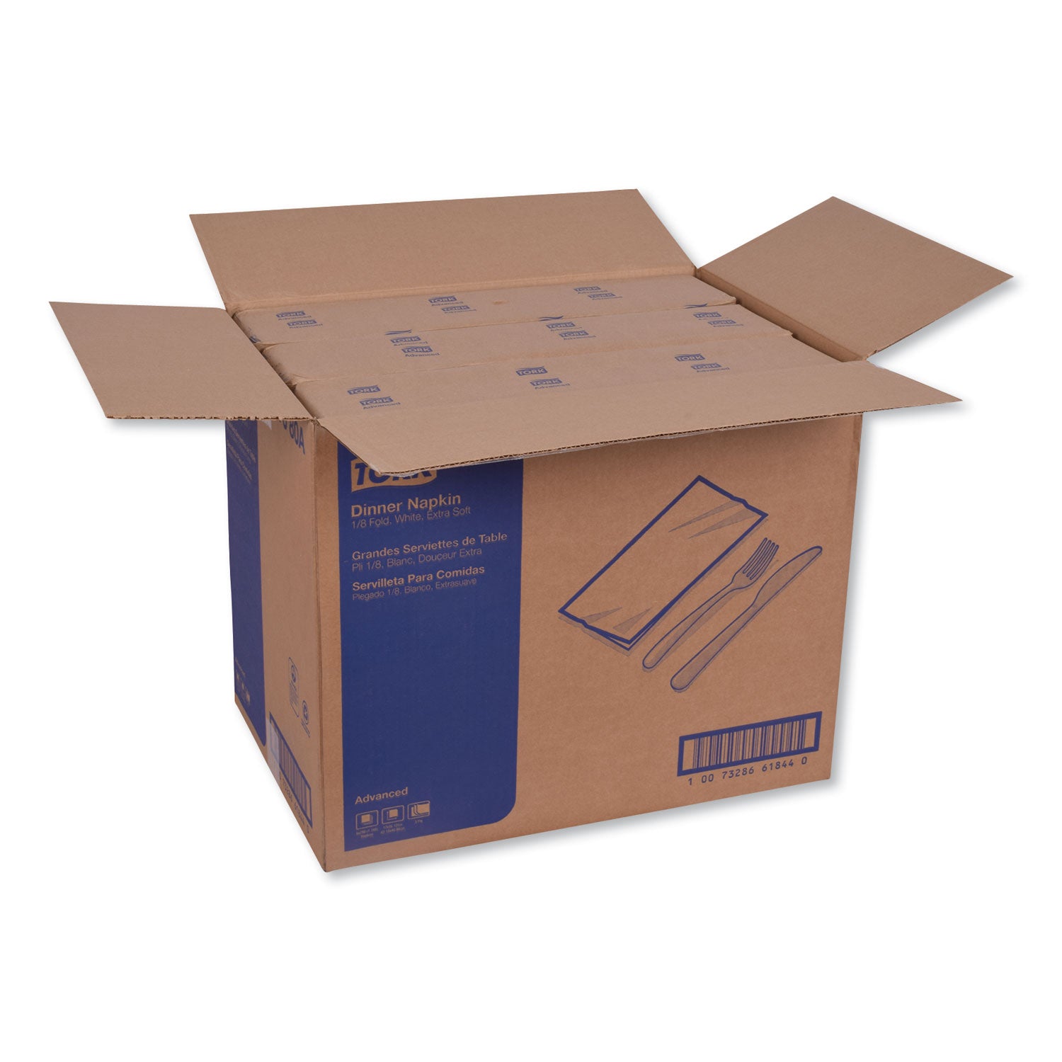 Tork® Advanced Dinner Napkin,3-Ply,17" X 16.125",1/8 Fold, White,1740/ct