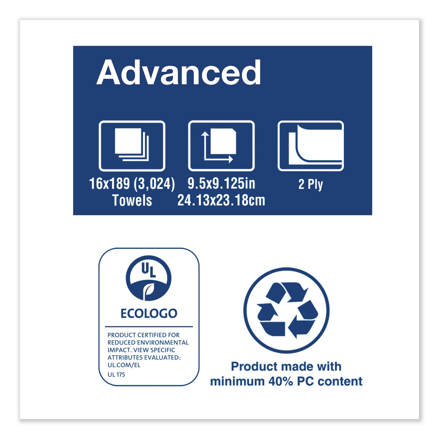 Tork® Multifold Paper Towels, 2-Ply, 9.13 x 9.5, White, 189/Pack, 16 Packs/Carton