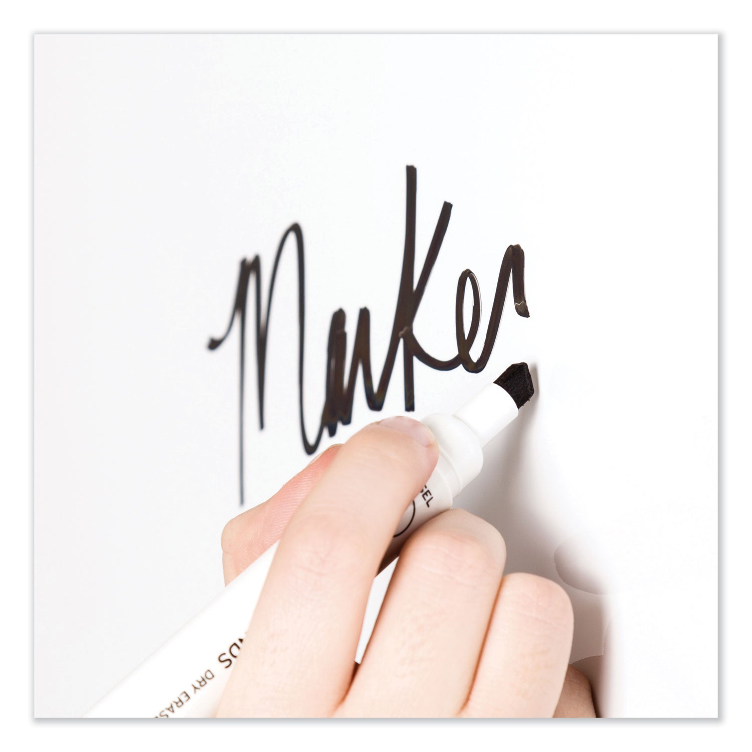 U Brands Chisel Tip Low-Odor Dry-Erase Markers With Erasers, Broad Chisel Tip, Black, Dozen