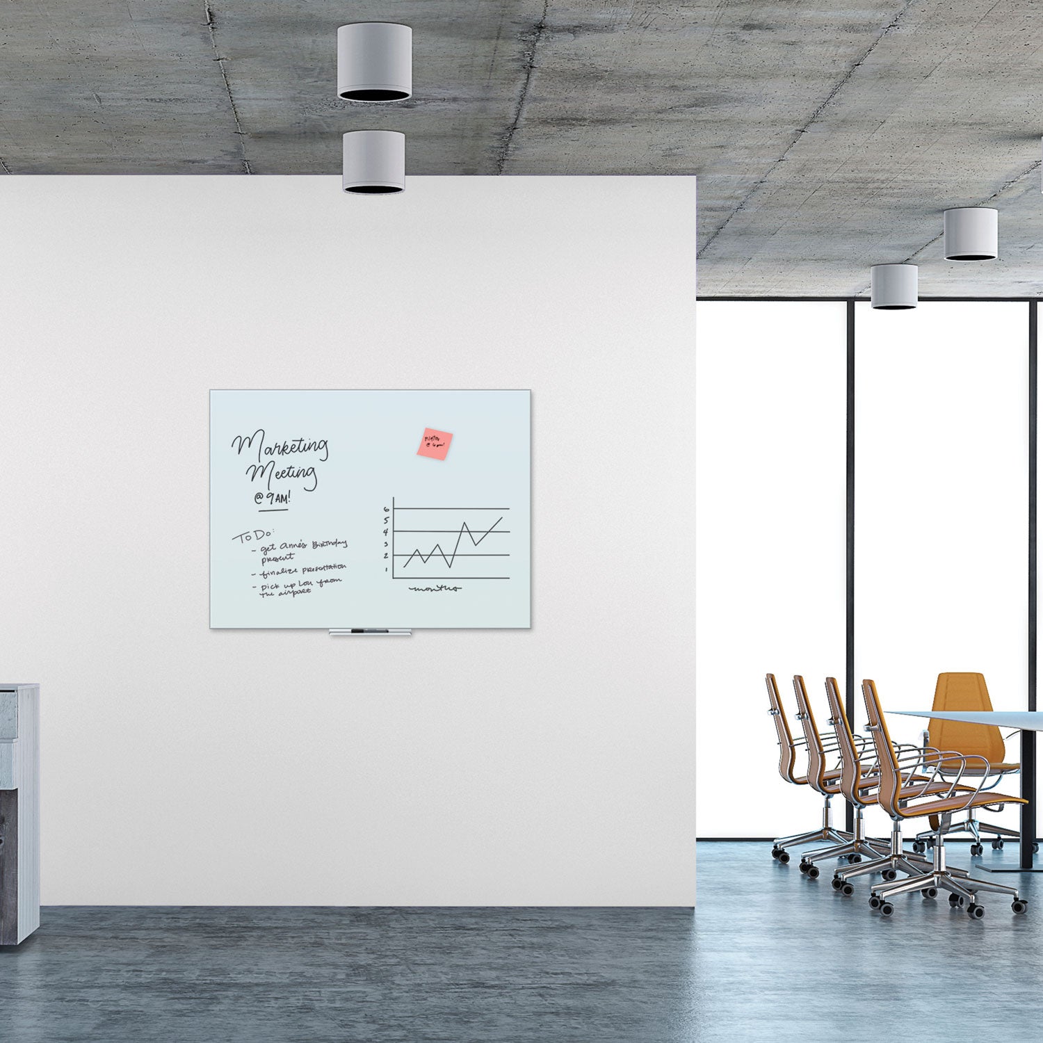 U Brands Floating Glass Dry Erase Board, 48" x 36" (Actual Size: 47" x 35"), White Surface