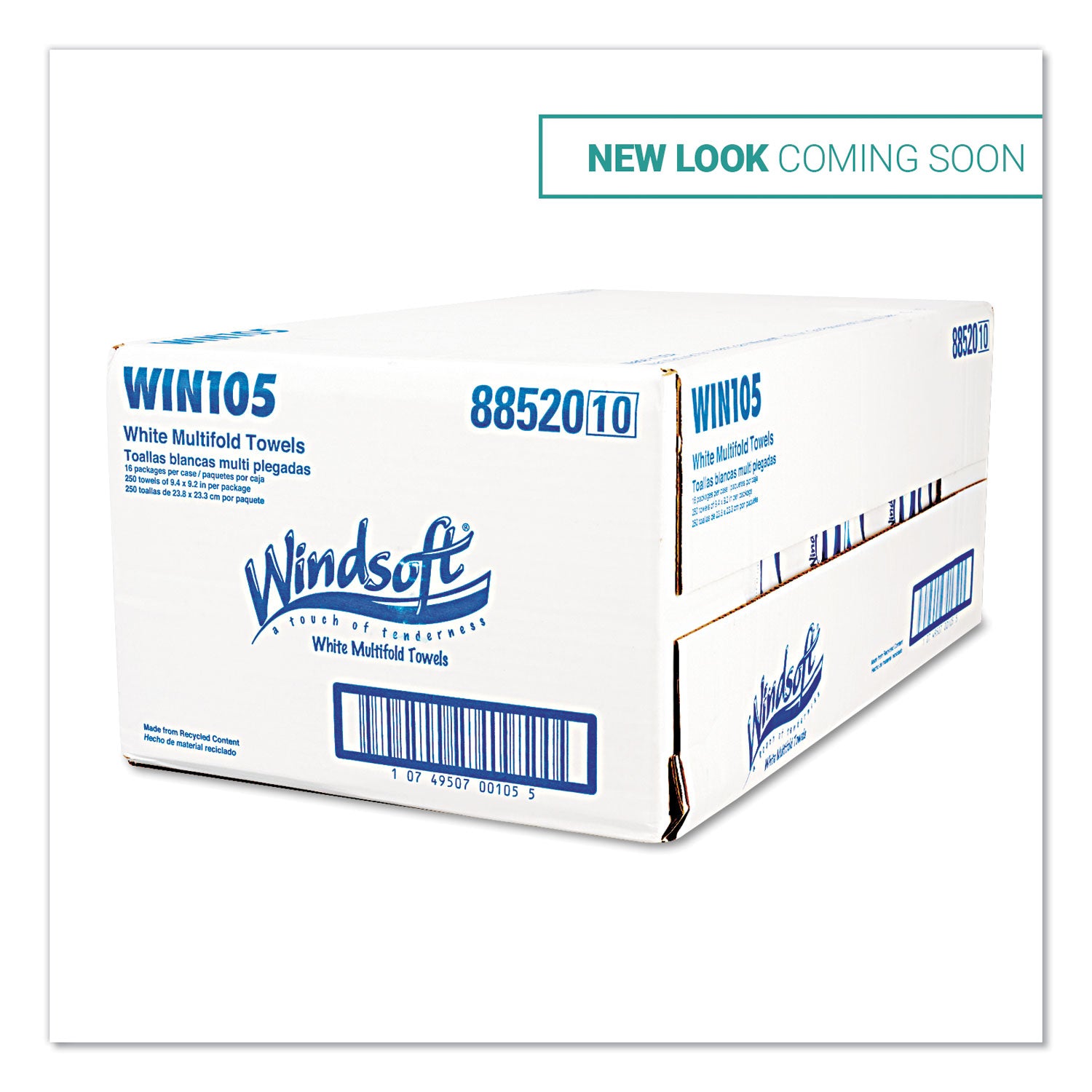 Windsoft® Multifold Paper Towels, 1-Ply, White, 9.25 x 9.5, 250/Pack, 16 Packs/Carton