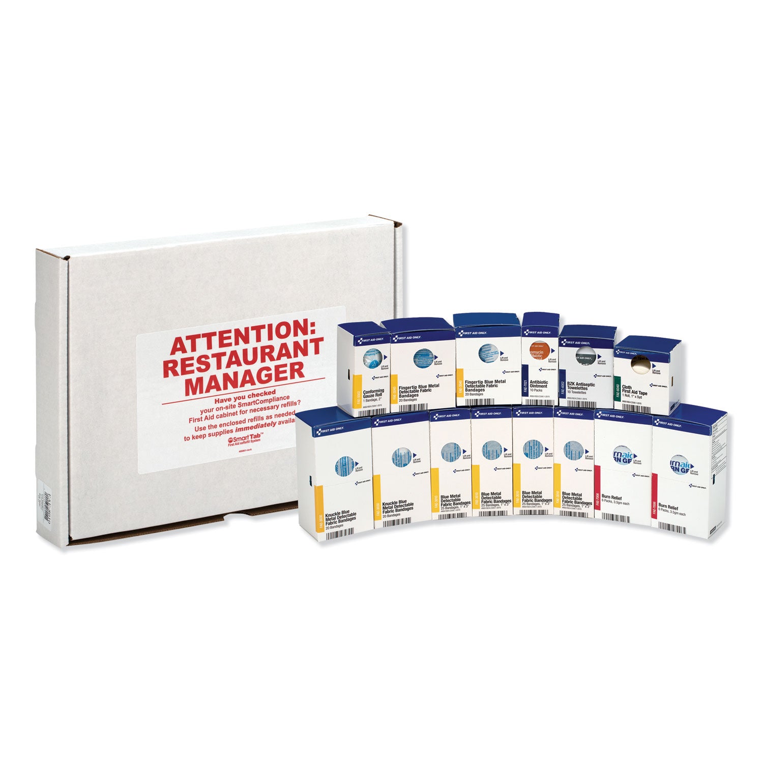 First Aid Only™ Smartcompliance Restaurant First Aid Cabinet Refill, 214 Pieces