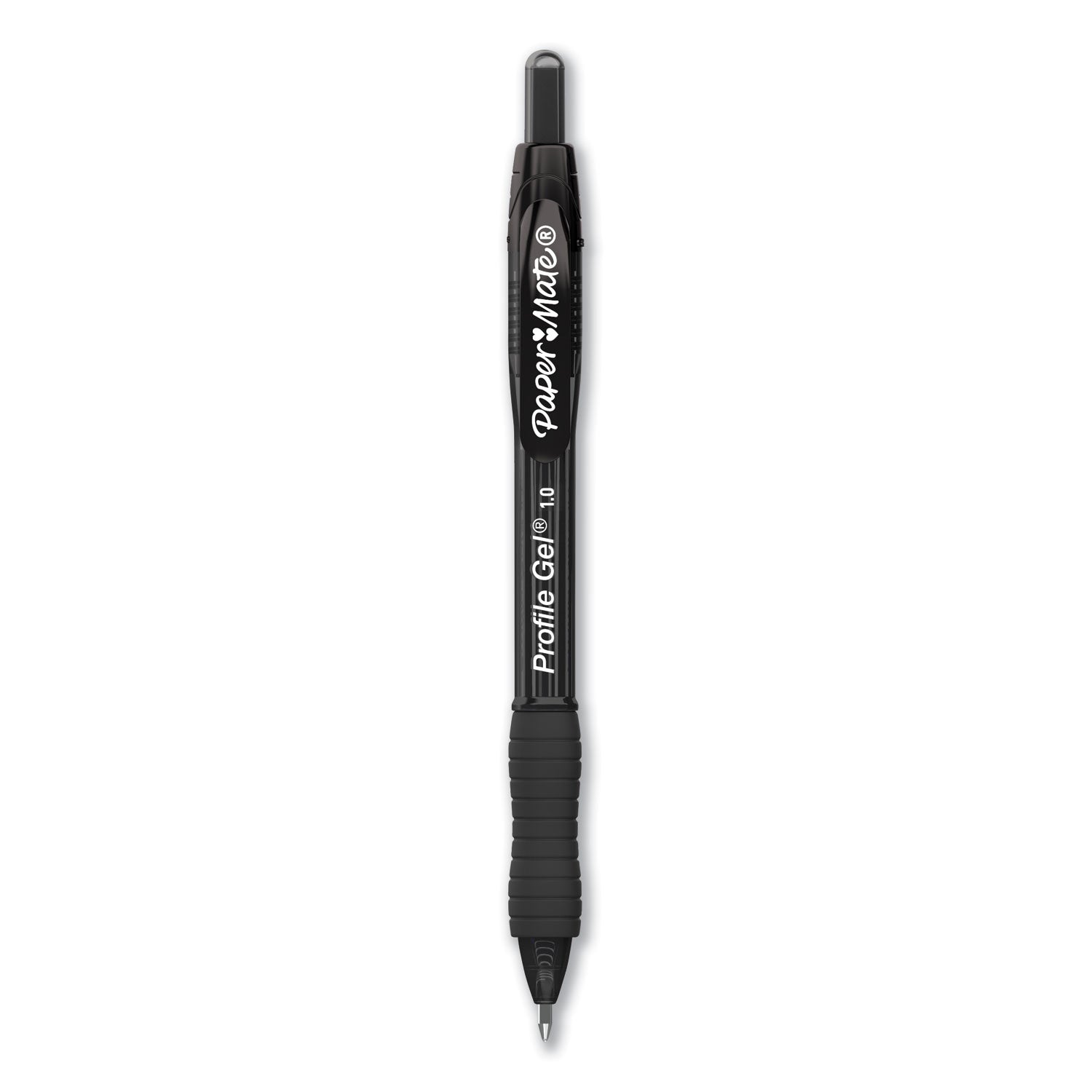 Profile Gel Pen, Retractable, Bold 1 mm, Black Ink, Translucent Black Barrel, Dozen