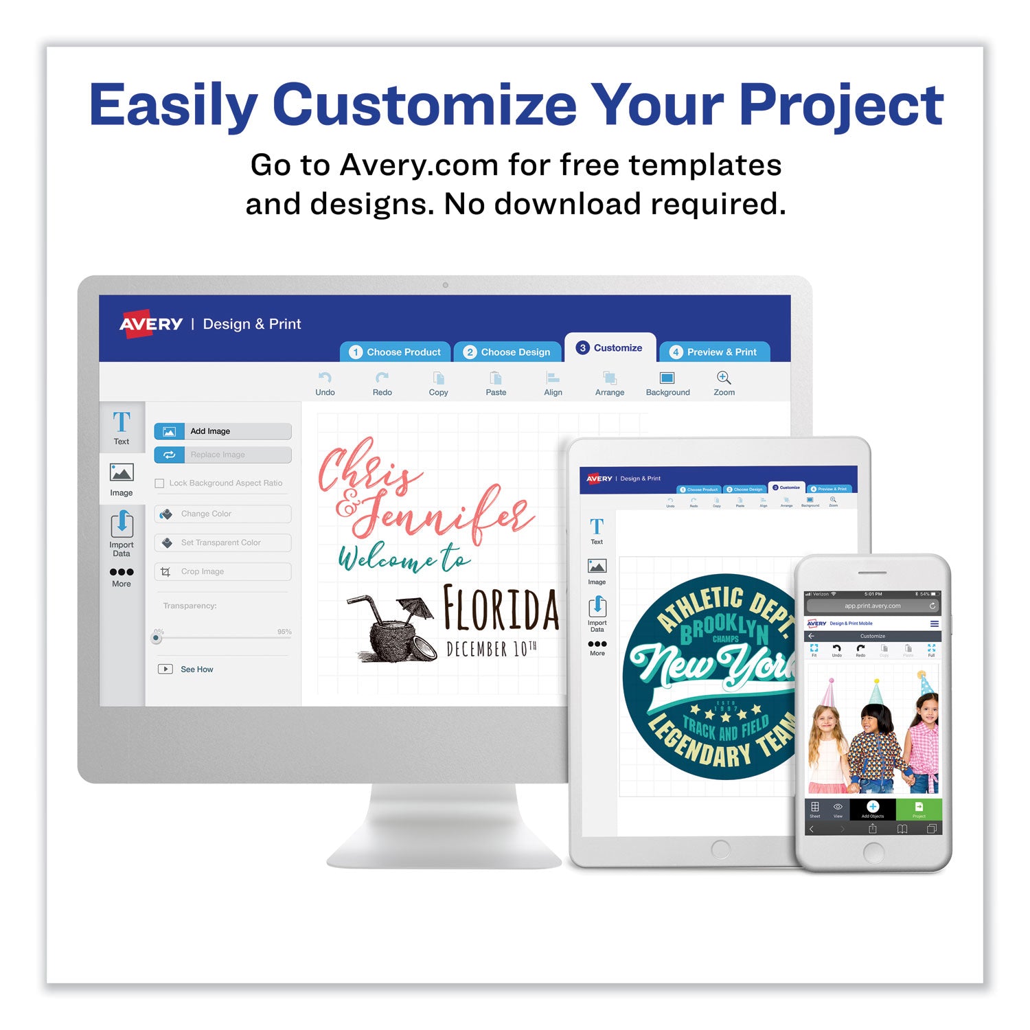 Avery® Fabric Transfers, 8.5 X 11, White, 12/pack