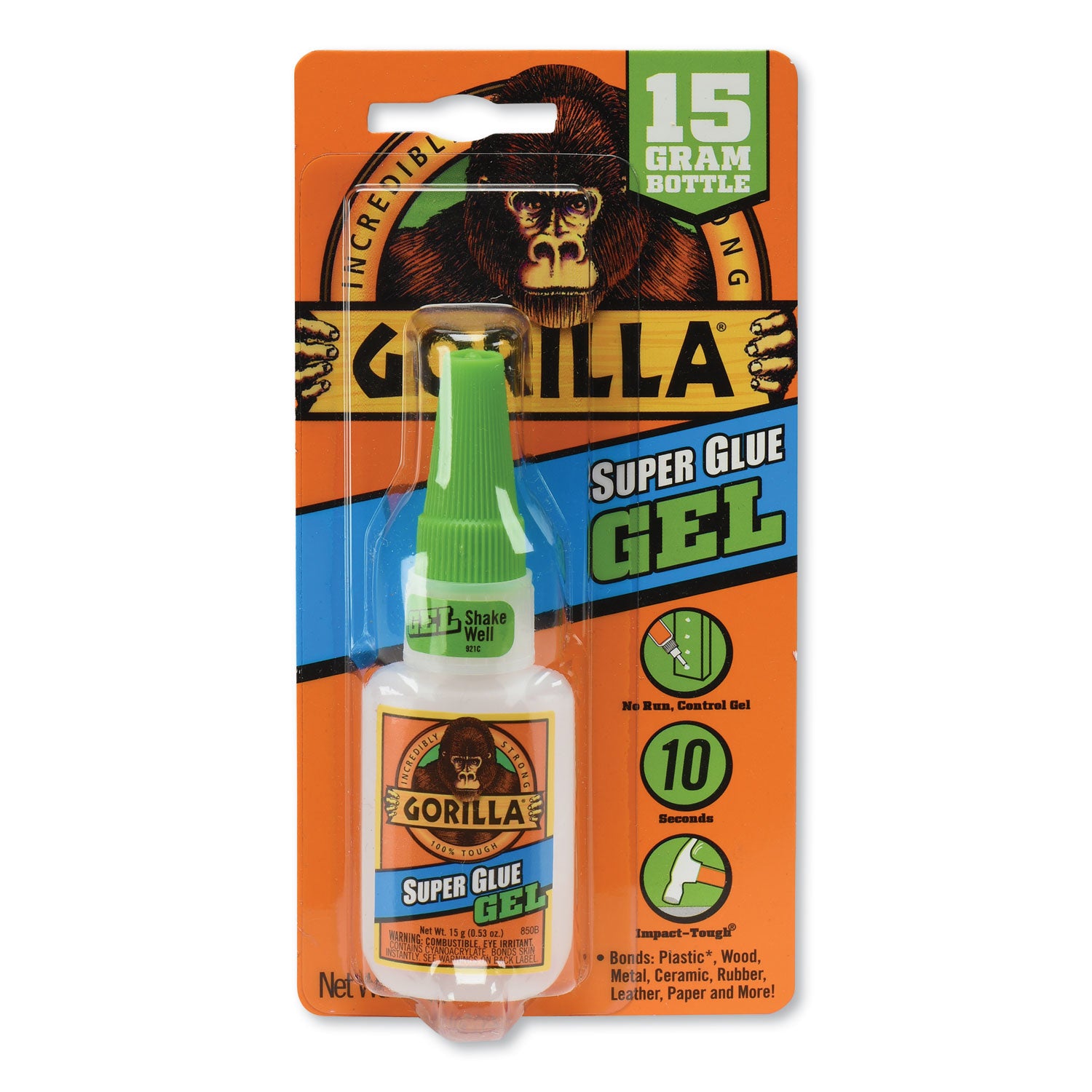 Gorilla® Super Glue Gel, 0.53 Oz, Dries Clear, 4/carton