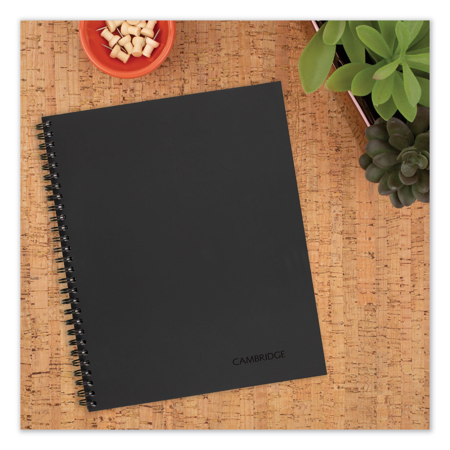 Cambridge® Wirebound Business Notebook, 1-Subject, Wide/Legal Rule, Black Linen Cover, (80) 9.5 x 6.63 Sheets