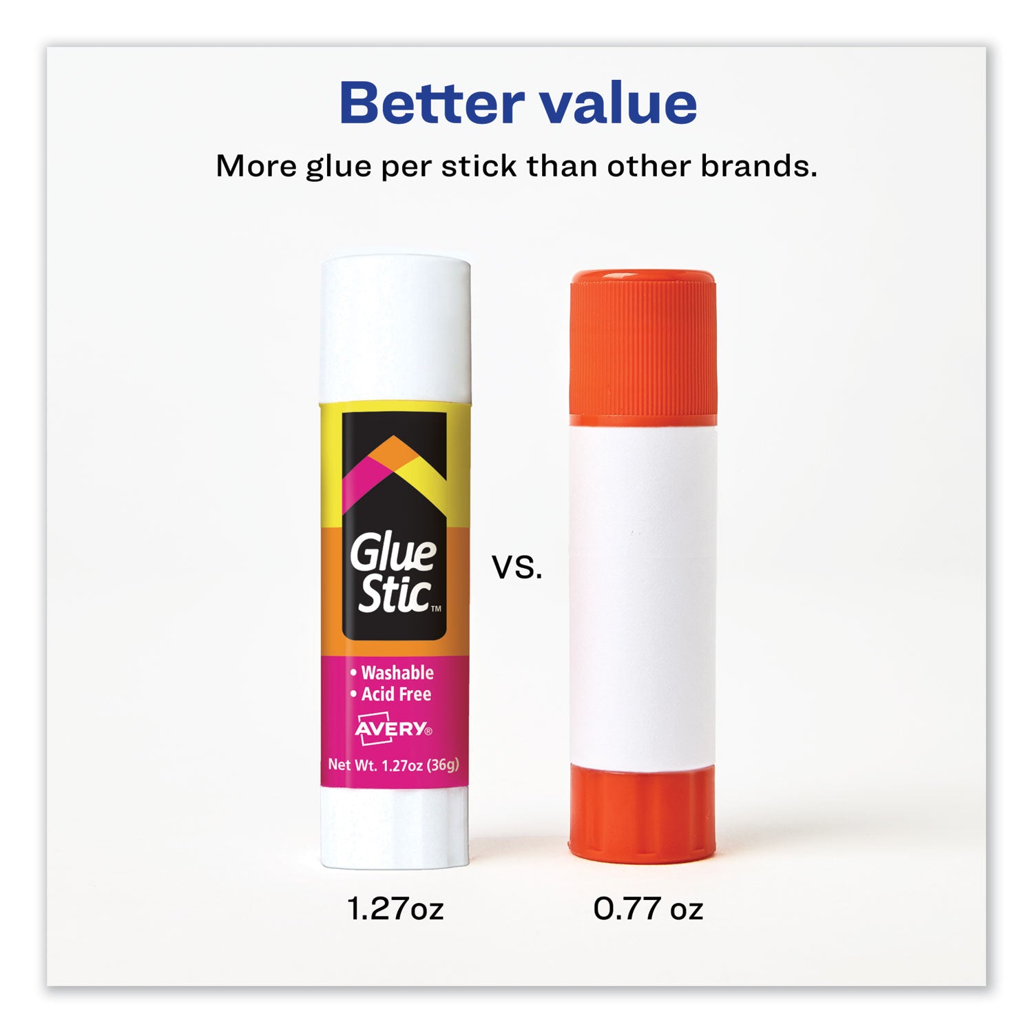 Avery® Permanent Glue Stic, 1.27 Oz, Applies White, Dries Clear