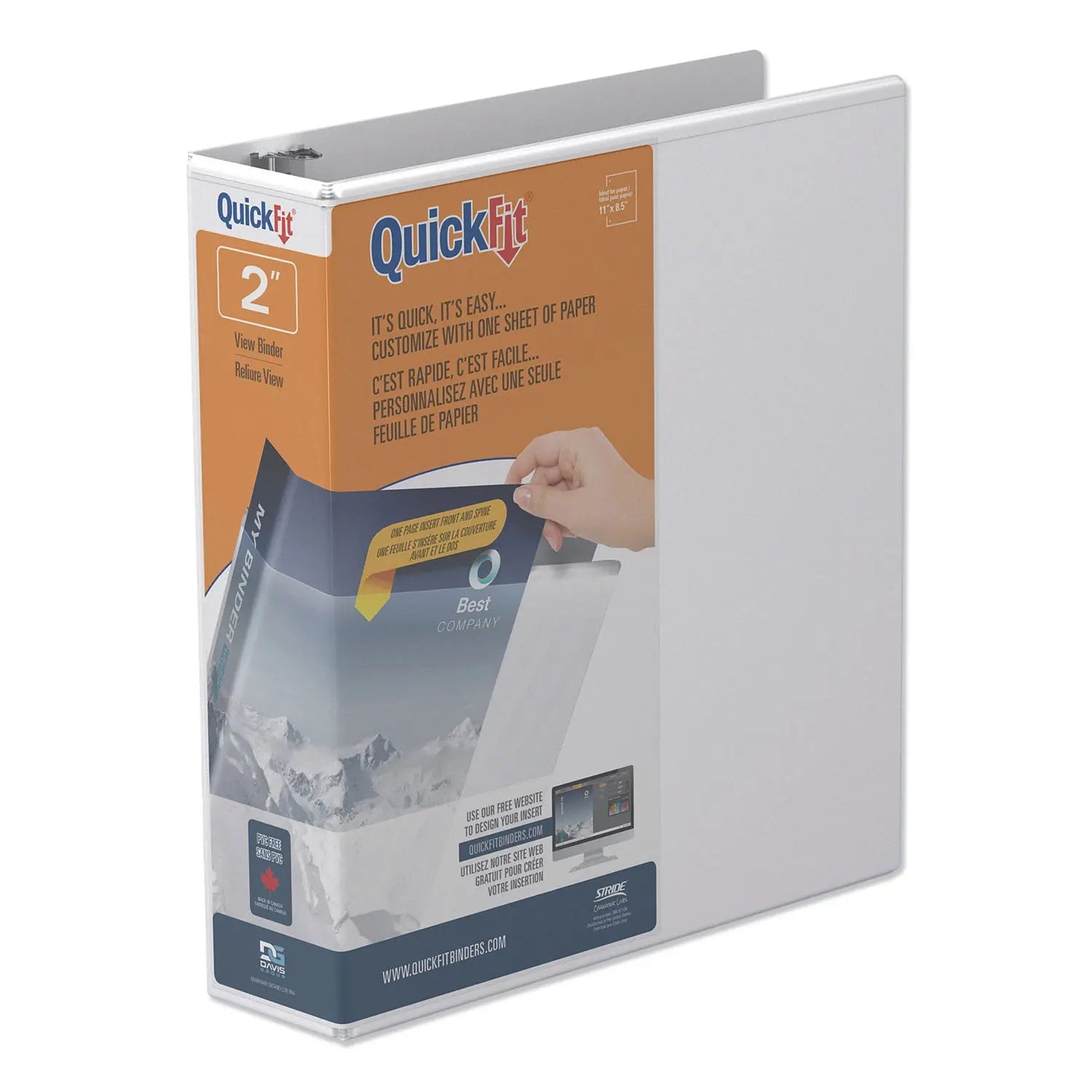 QuickFit Round-Ring View Binder, 3 Rings, 2" Capacity, 11 x 8.5, White