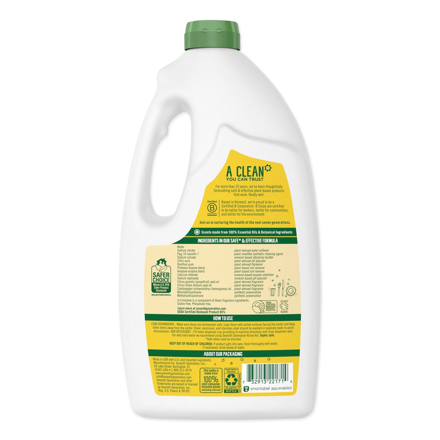 Seventh Generation® Natural Automatic Dishwasher Gel, Lemon, 42 Oz Bottle