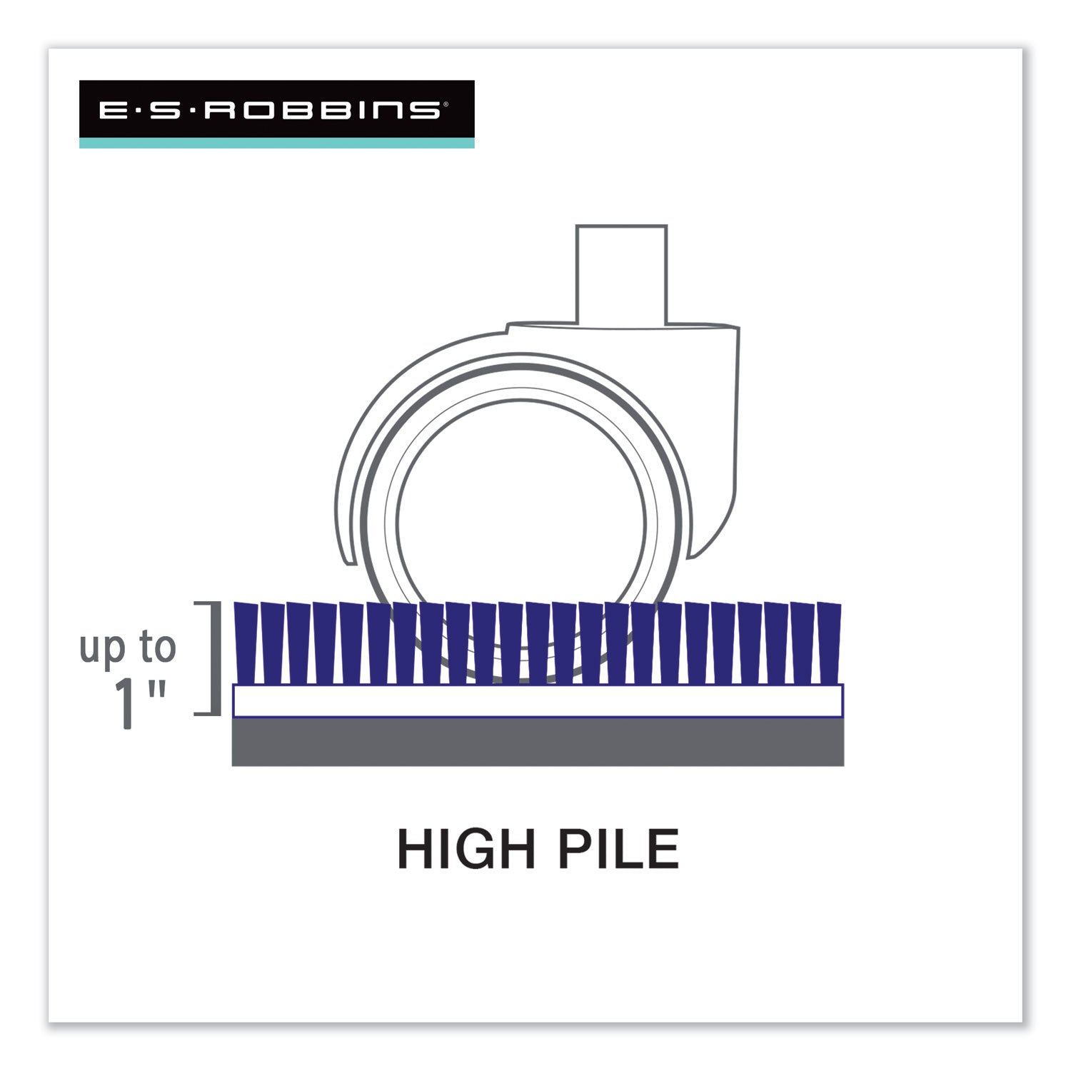 ES Robbins® EverLife Intensive Use Chair Mat for High Pile Carpet, Rectangular, 46 x 60, Clear