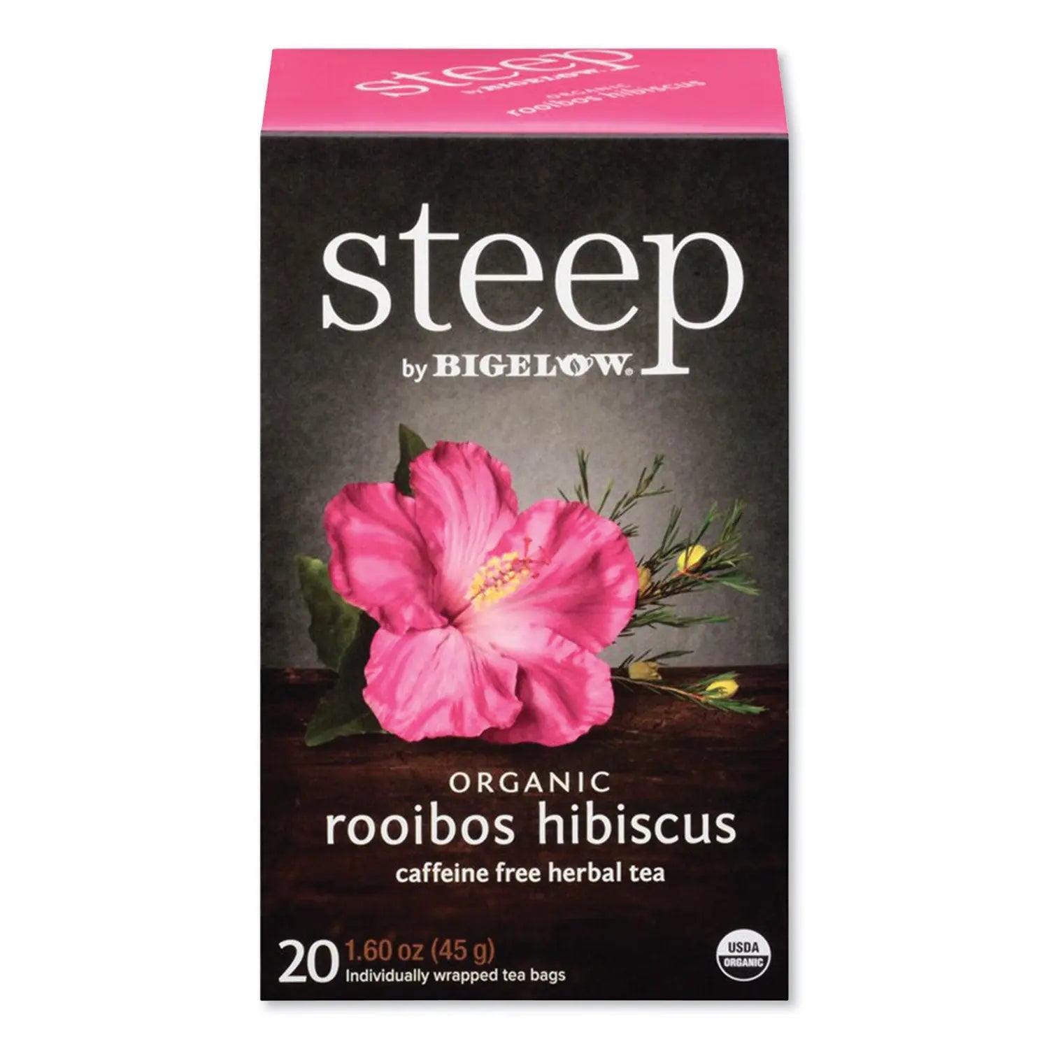 Steep Tea, Rooibos Hibiscus Herbal Tea, 0.08 oz Tea Bag, 20/Box Bigelow® Flipcost