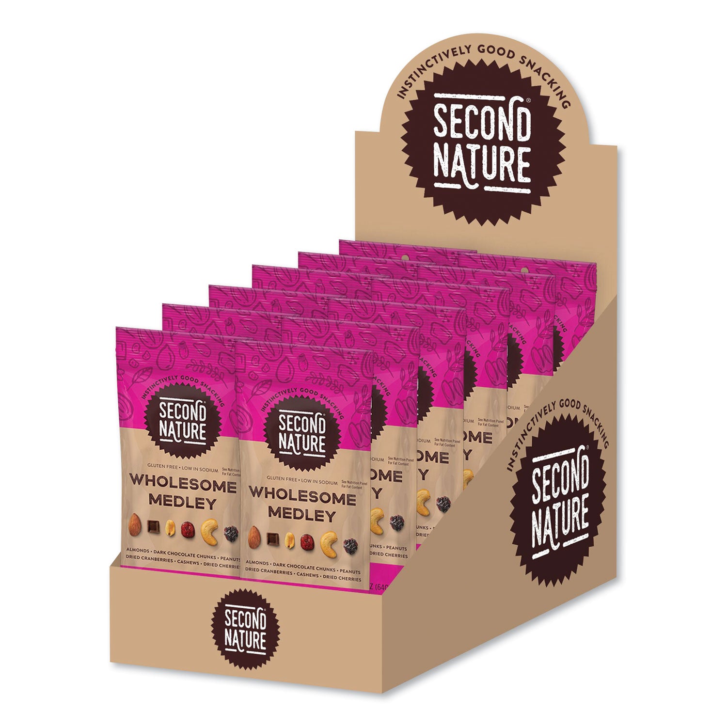 Second Nature® Wholesome Medley Assorted Trail Mix, 2.25 Oz Bag, 12 Bags/box