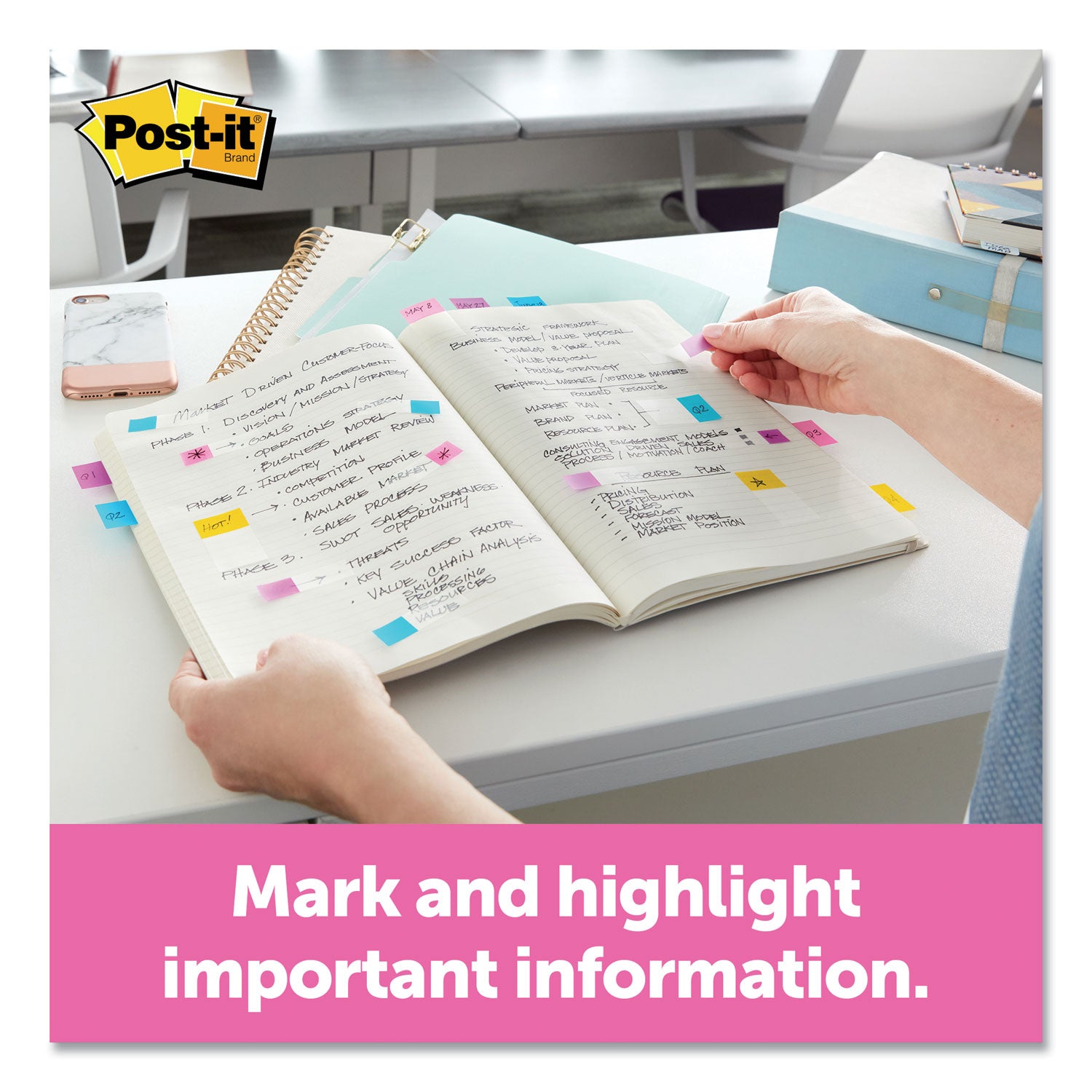 Post-it® Flags Page Flags In Portable Dispenser, Assorted Brights, 60 Flags/pack