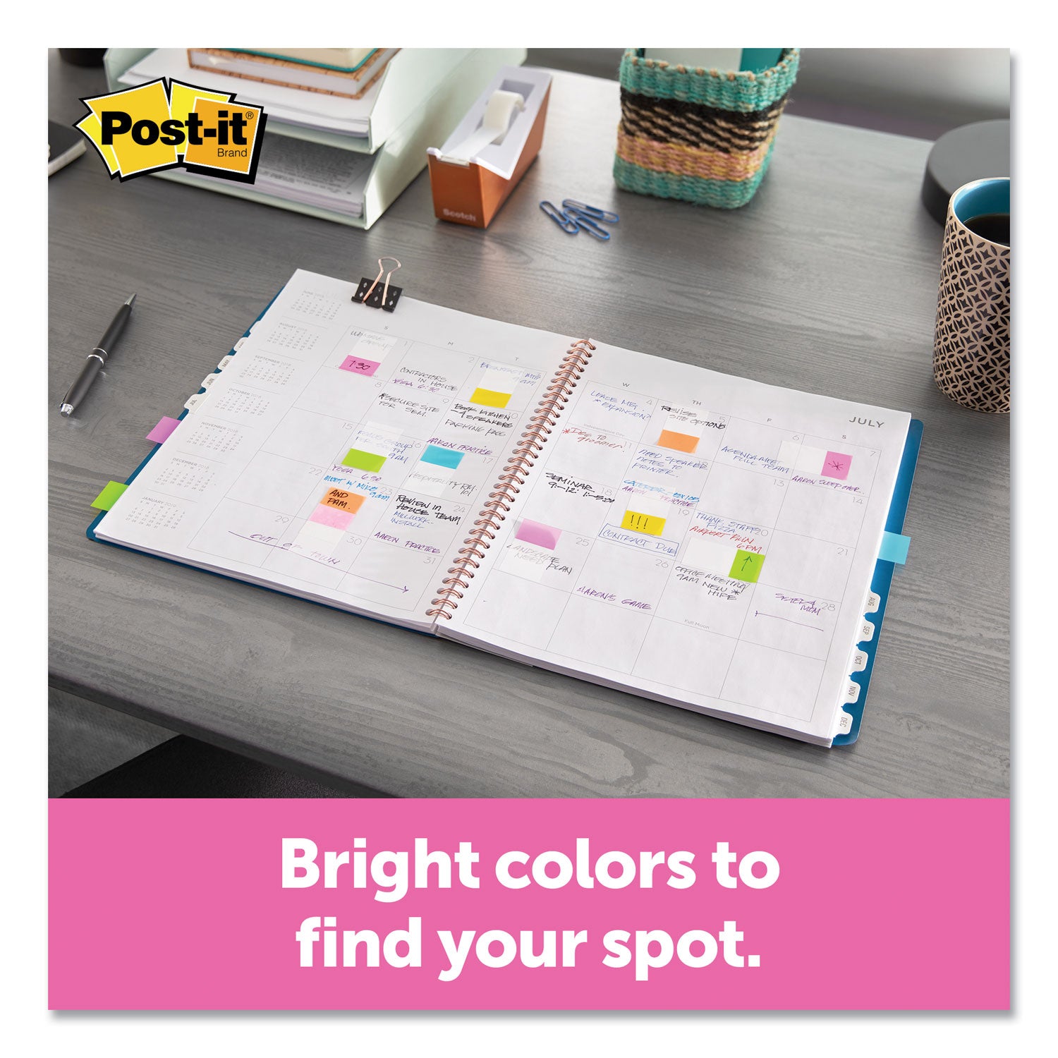 Post-it® Flags Page Flags In Portable Dispenser, Assorted Brights, 60 Flags/pack