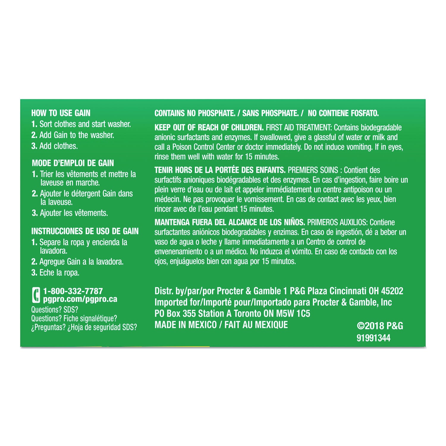 Gain® Powder Laundry Detergent, Original Scent, 1.8 Oz Box, 156 Boxes/carton