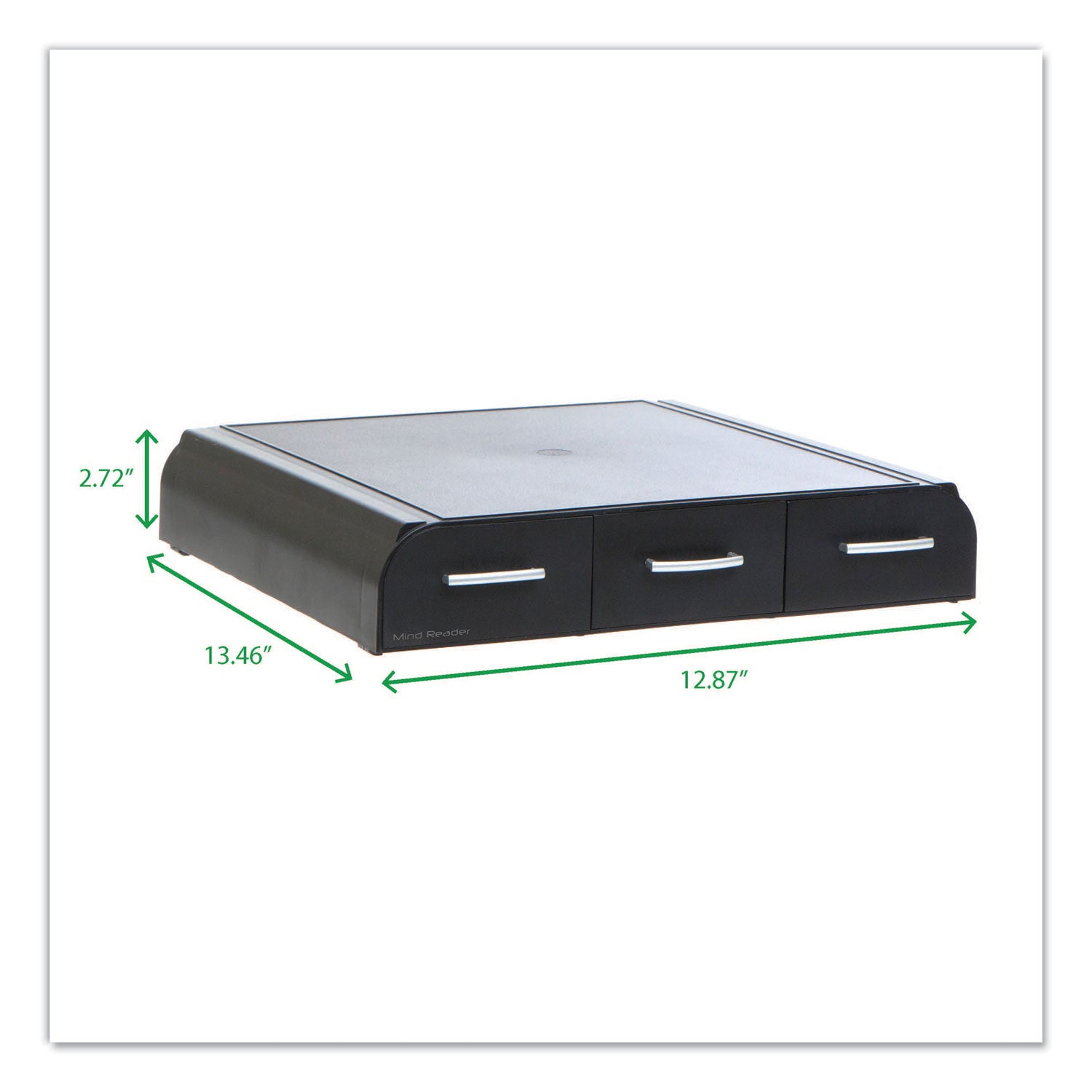 Mind Reader Perch Monitor Stand and Desk Organizer, 13.46" x 12.87" x 2.72", Black/Silver