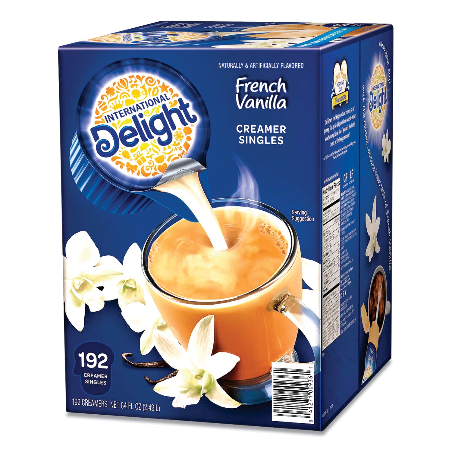 International Delight® Flavored Liquid Non-Dairy Coffee Creamer, French Vanilla, 0.44 oz Mini Cups, 192/Carton
