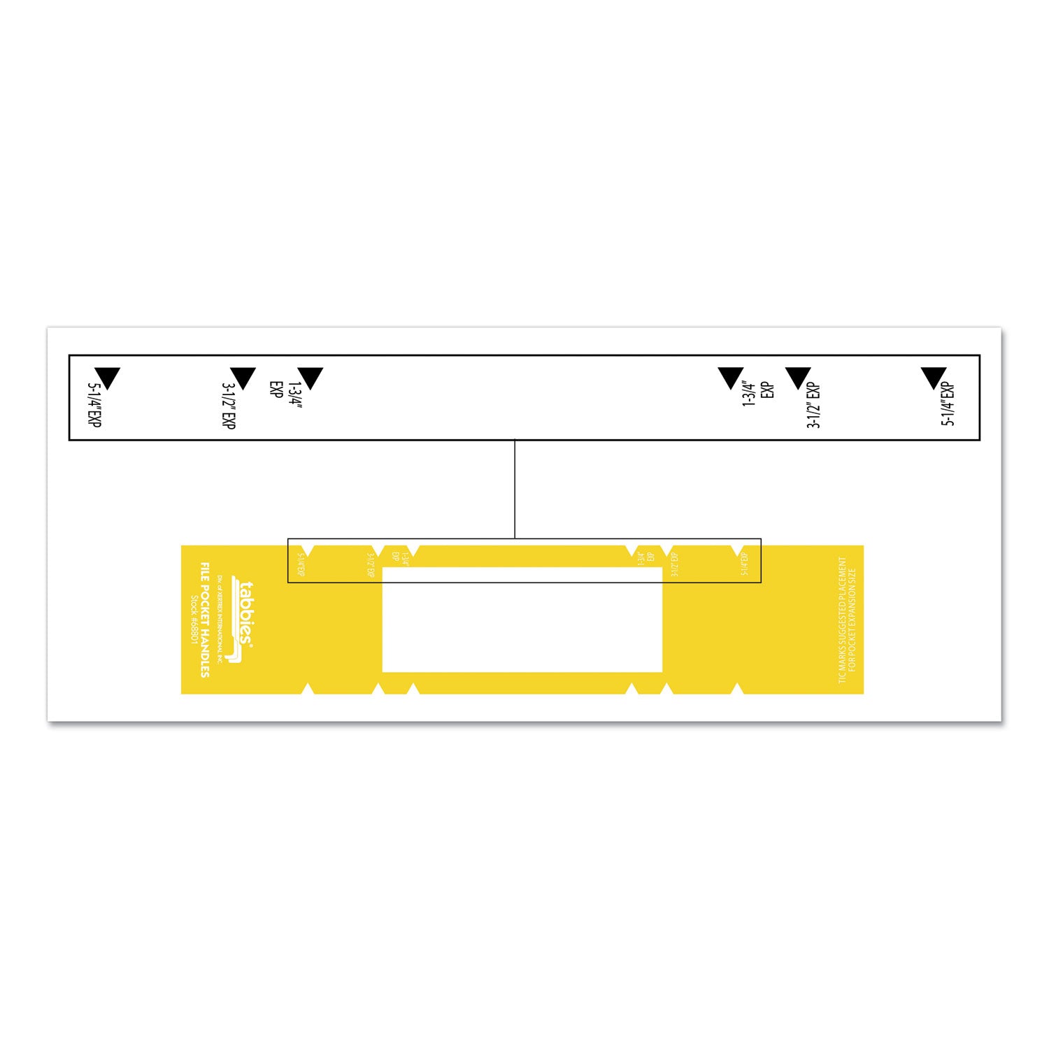 Tabbies® File Pocket Handles, 9.63 X 2, Yellow/white, 4/sheet, 12 Sheets/pack