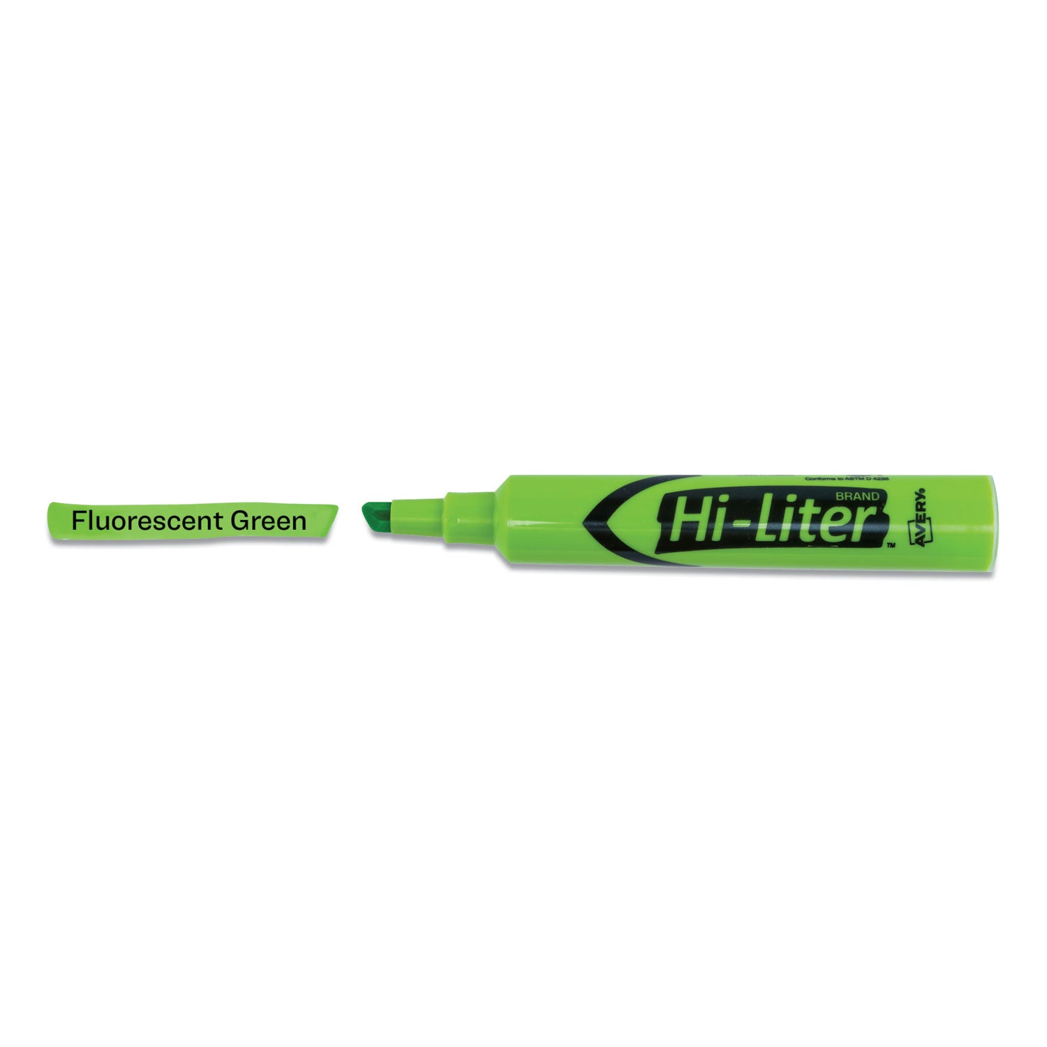 Avery® Hi-Liter Desk-Style Highlighters, Fluorescent Green Ink, Chisel Tip, Green/black Barrel, Dozen