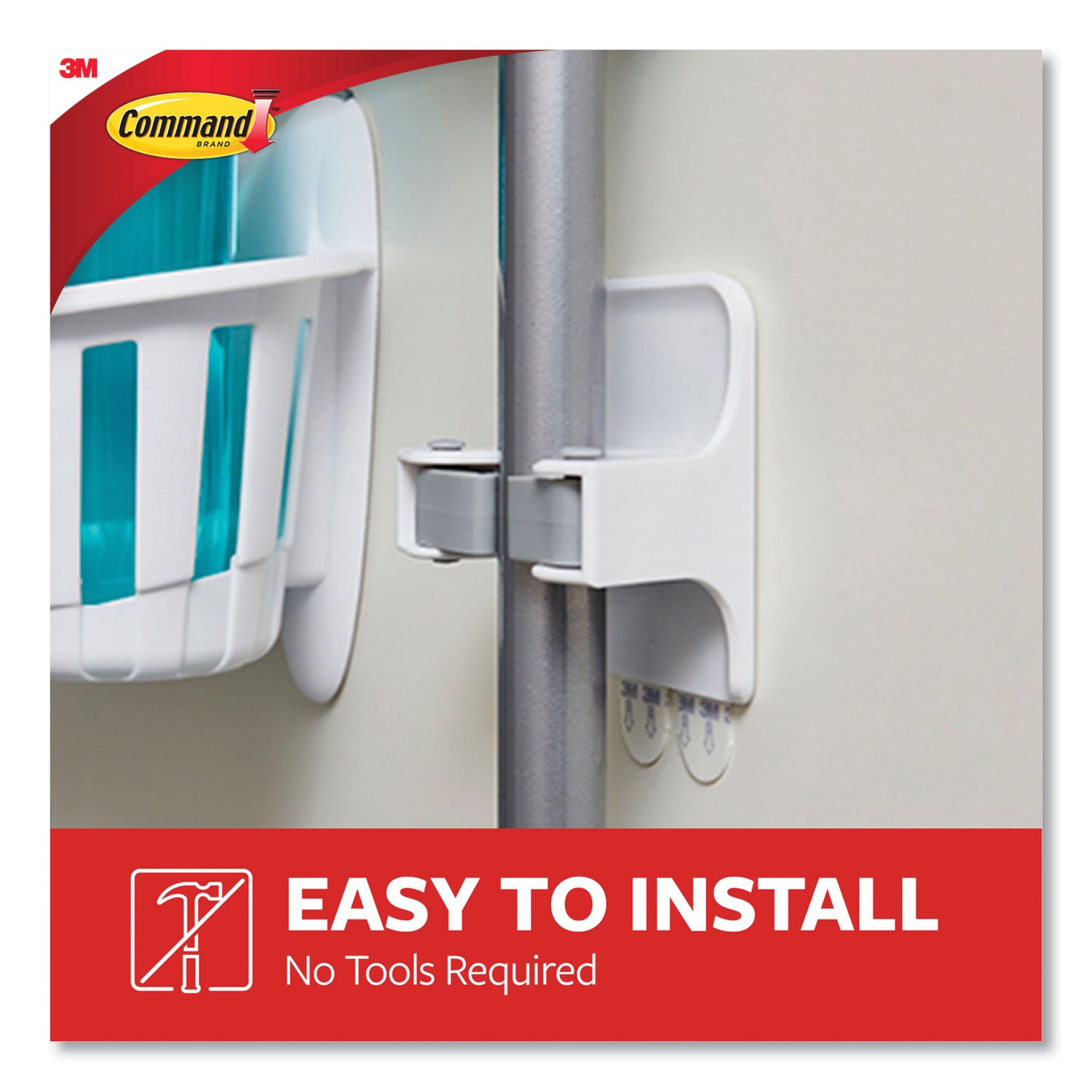 Command™ Broom Gripper, 3.12w X 1.85d X 3.34h, White/gray, 2 Grippers/4 Strips