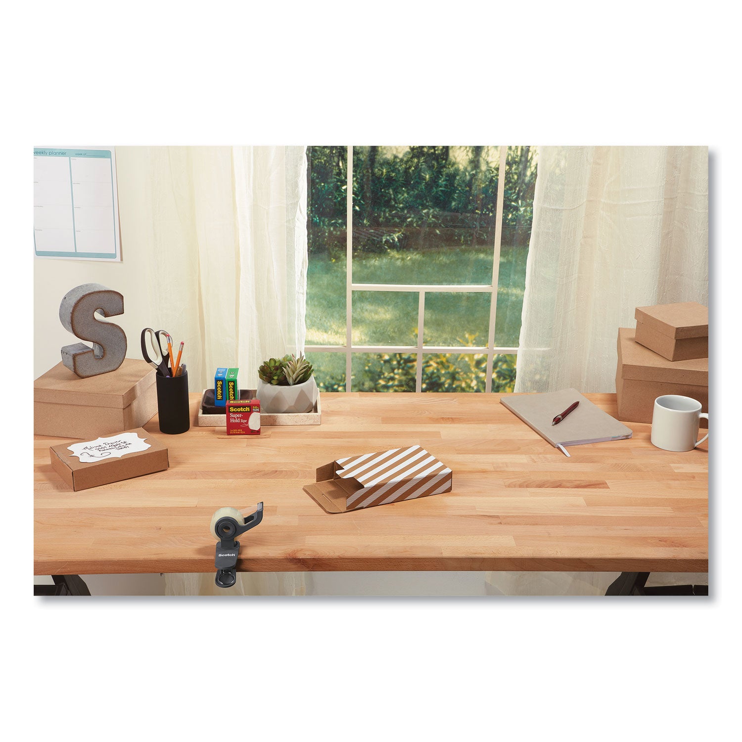 Scotch® Clip And Twist Desktop Tape Dispenser, With Tape Roll, 1" Core, Plastic, Gray