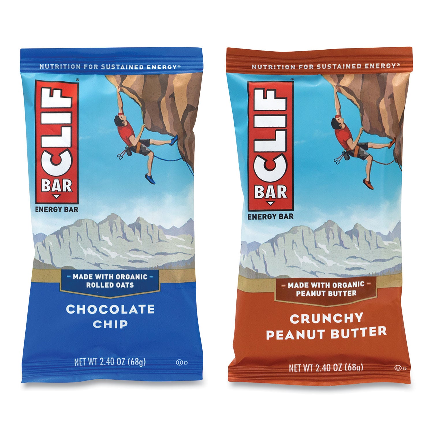 CLIF® Bar Energy Bar, Chocolate Chip/Crunchy Peanut Butter, 2.4 oz, 20/Box