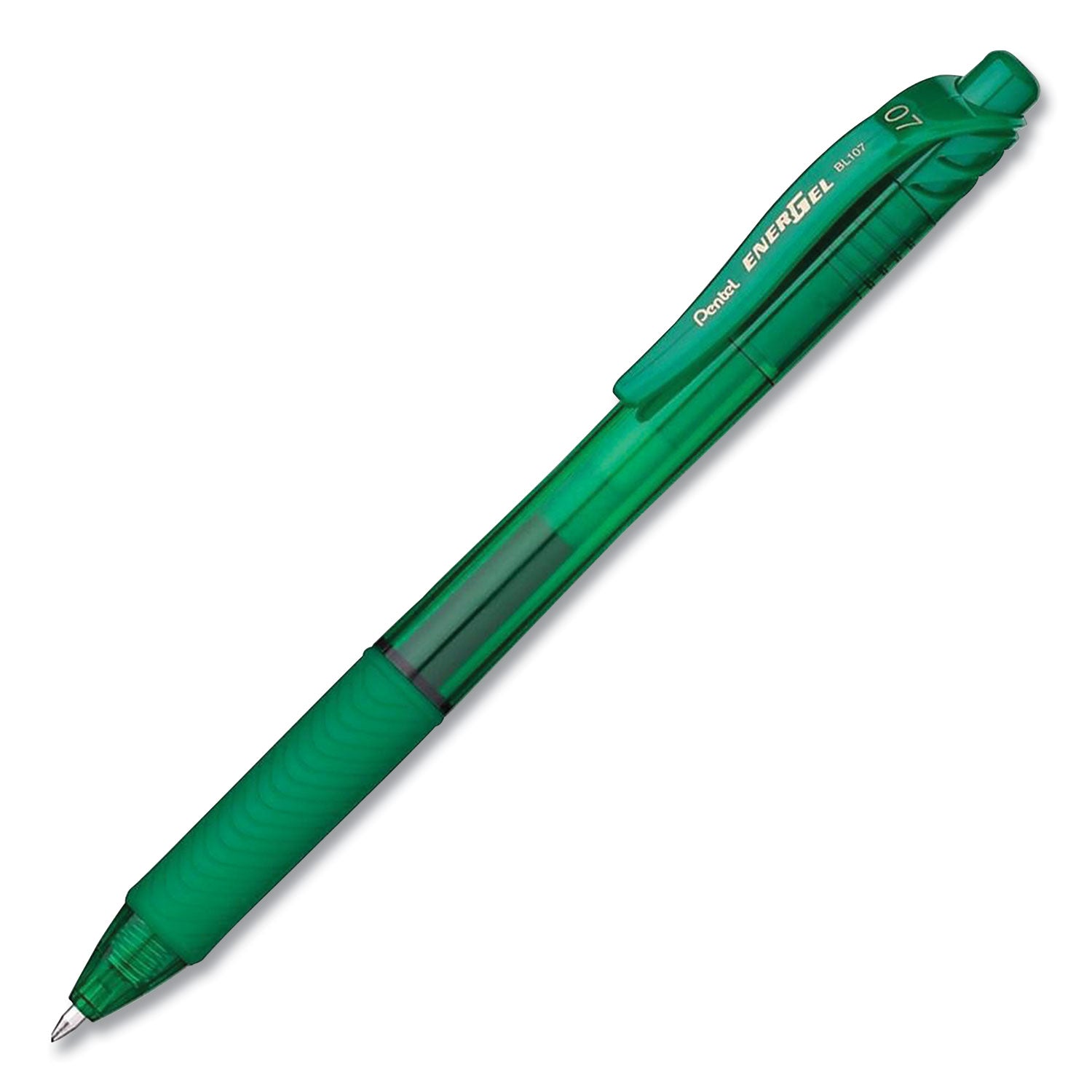 Pentel® EnerGel-X Gel Pen, Retractable, Medium 0.7 mm, Green Ink, Translucent Green/Green Barrel, Dozen