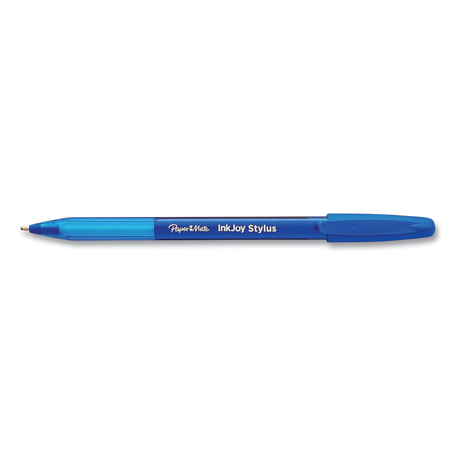 Paper Mate® InkJoy 100 Ballpoint Pen/Stylus, Stick, Medium 1 mm, Blue Ink, Blue Barrel, 12/Pack