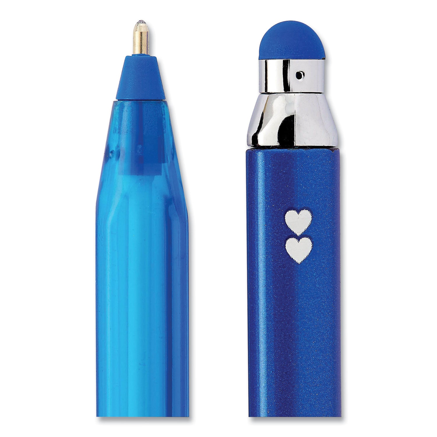 Paper Mate® InkJoy 100 Ballpoint Pen/Stylus, Stick, Medium 1 mm, Blue Ink, Blue Barrel, 12/Pack