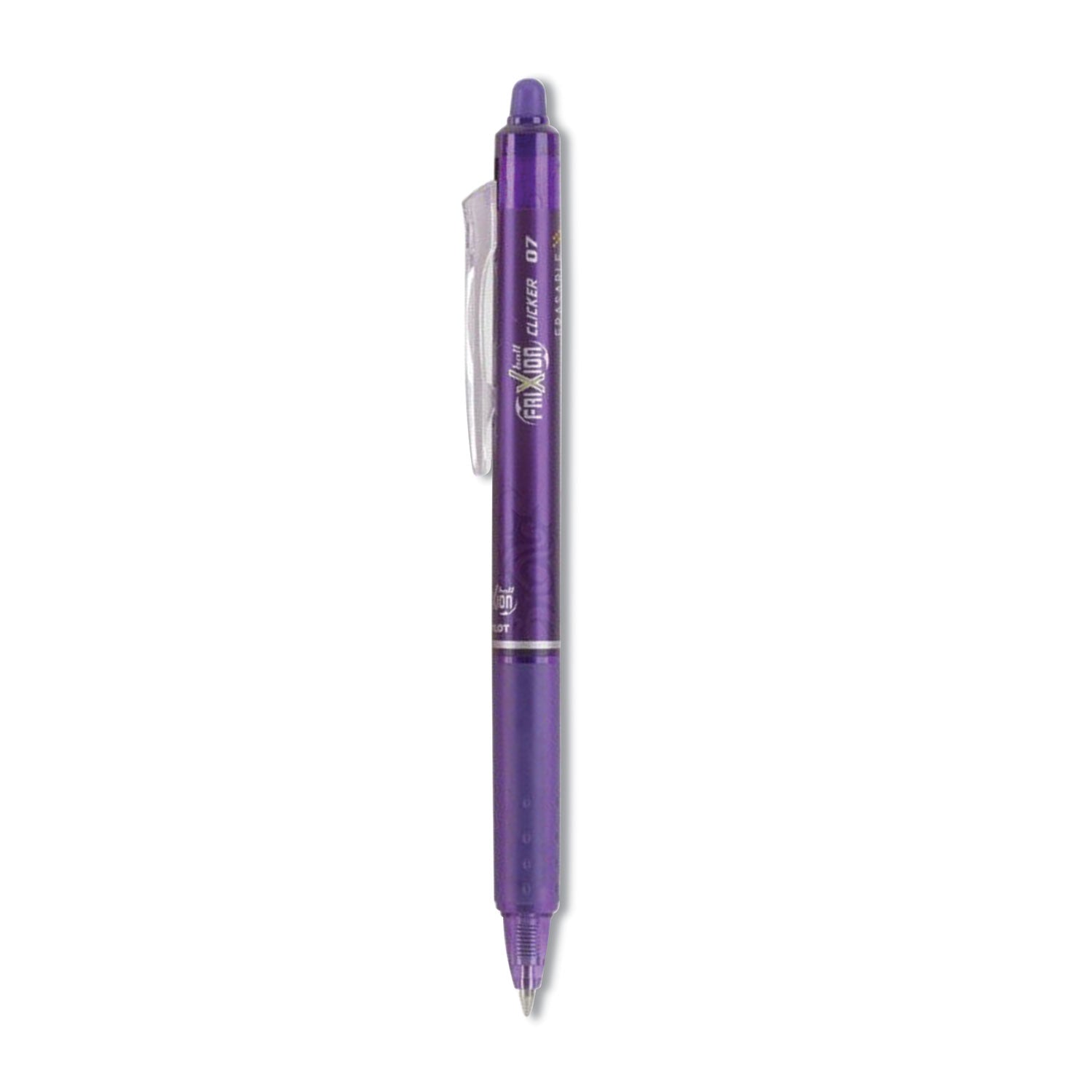 FriXion Clicker Erasable Gel Pen, Retractable, Fine 0.7 mm, Purple Ink, Purple Barrel, Dozen
