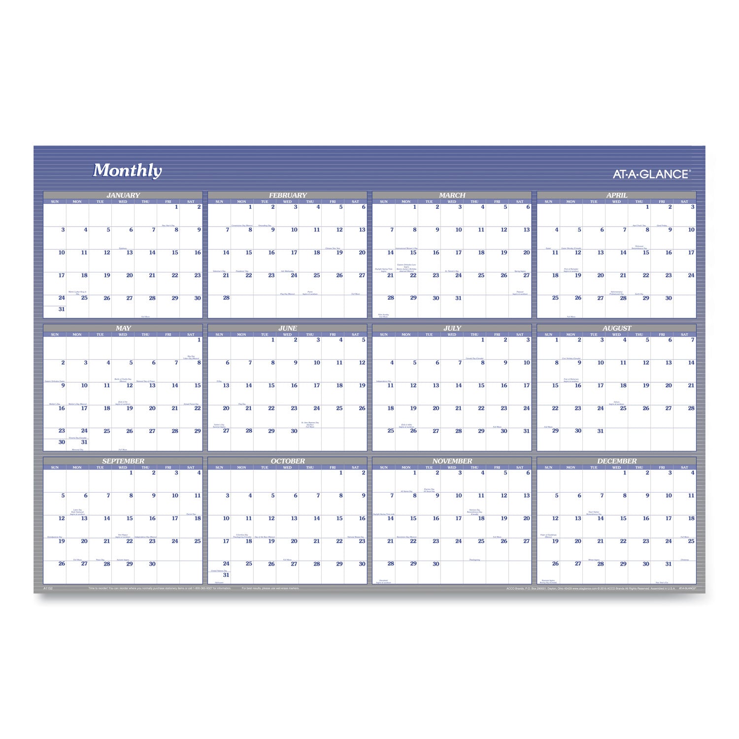 Vertical/Horizontal Erasable Quarterly/Monthly Wall Planner, 32 x 48, 12-Month (Jan to Dec): 2025