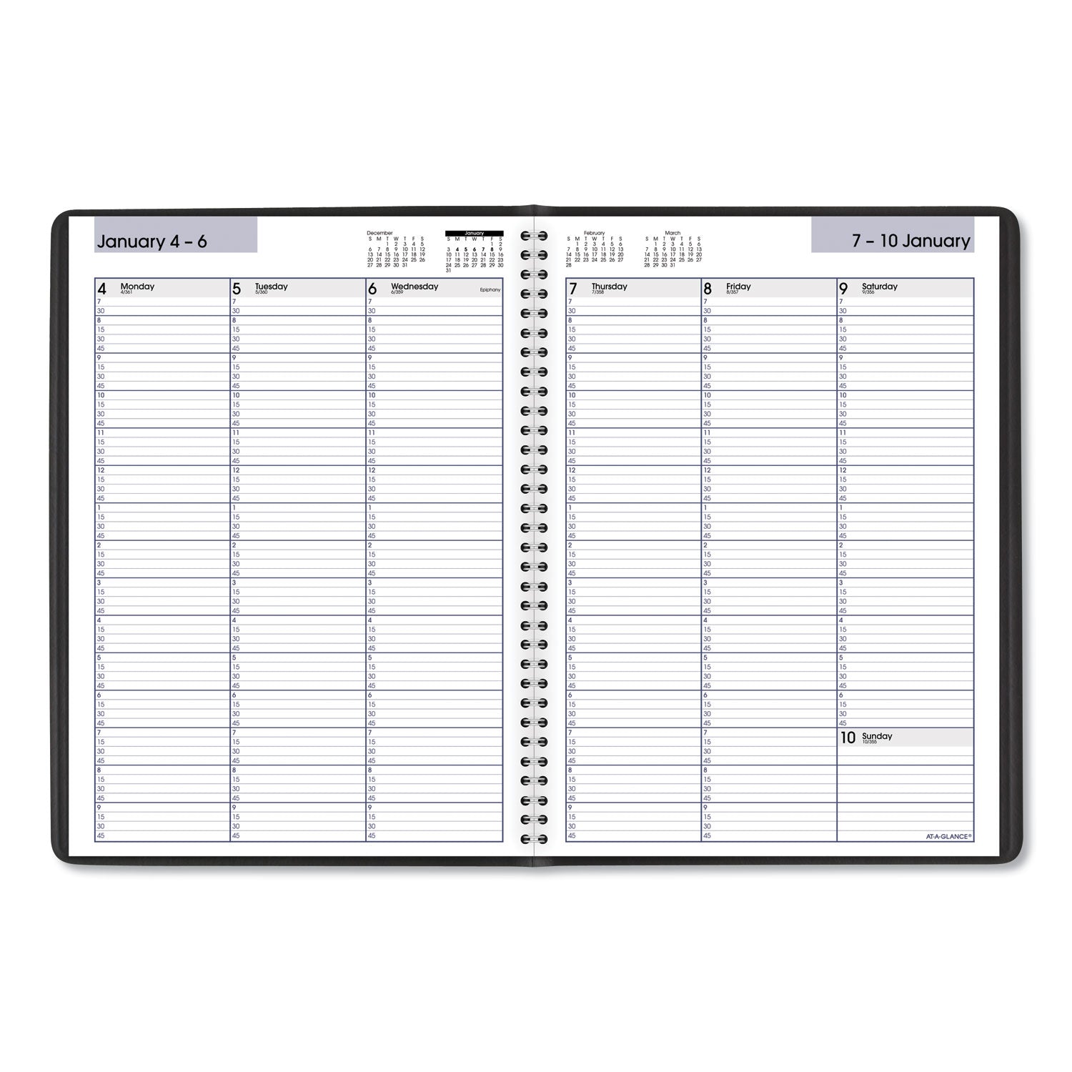 AT-A-GLANCE® DayMinder Weekly Appointment Book, Vertical-Column Format, 11 x 8, Black Cover, 12-Month (Jan to Dec): 2025
