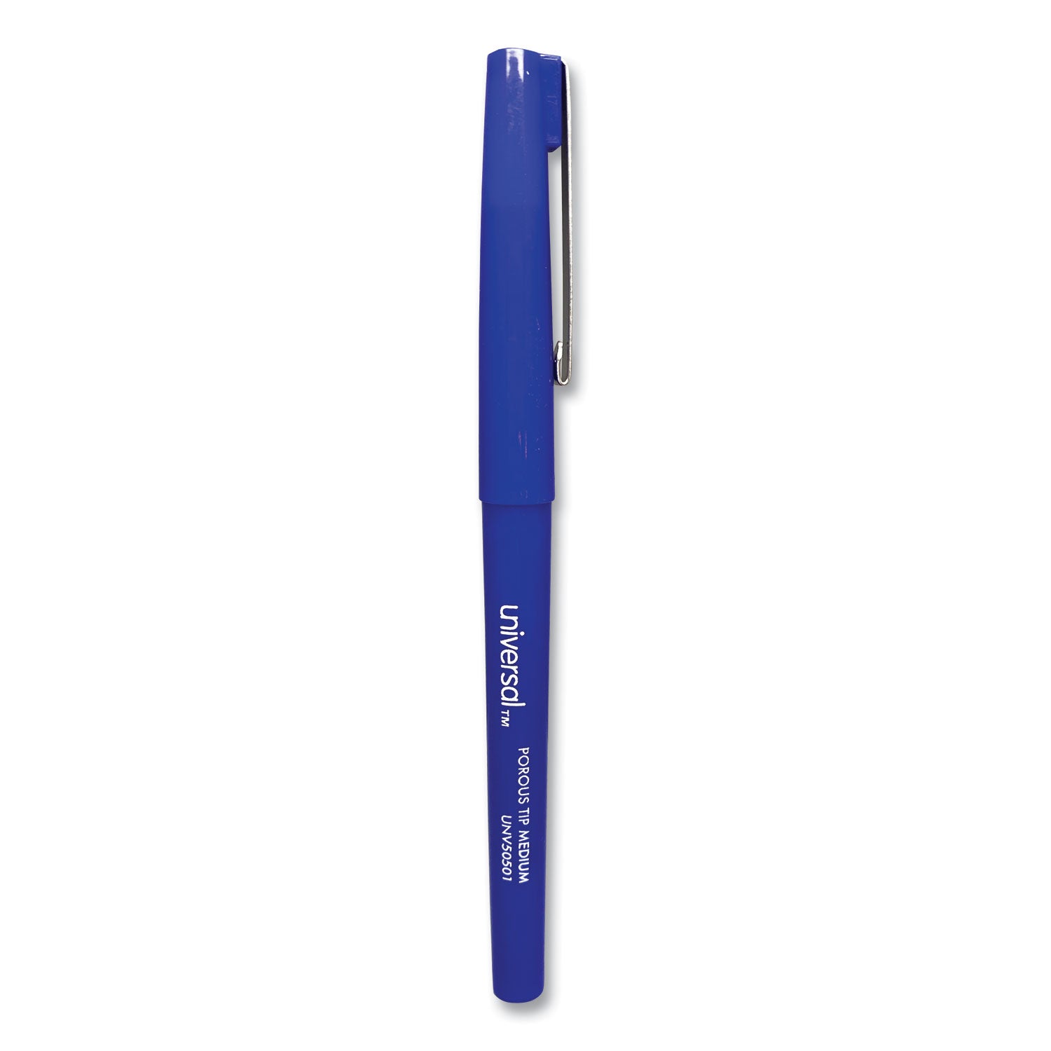 Universal™ Porous Point Pen, Stick, Medium 0.7 Mm, Blue Ink, Blue Barrel, Dozen