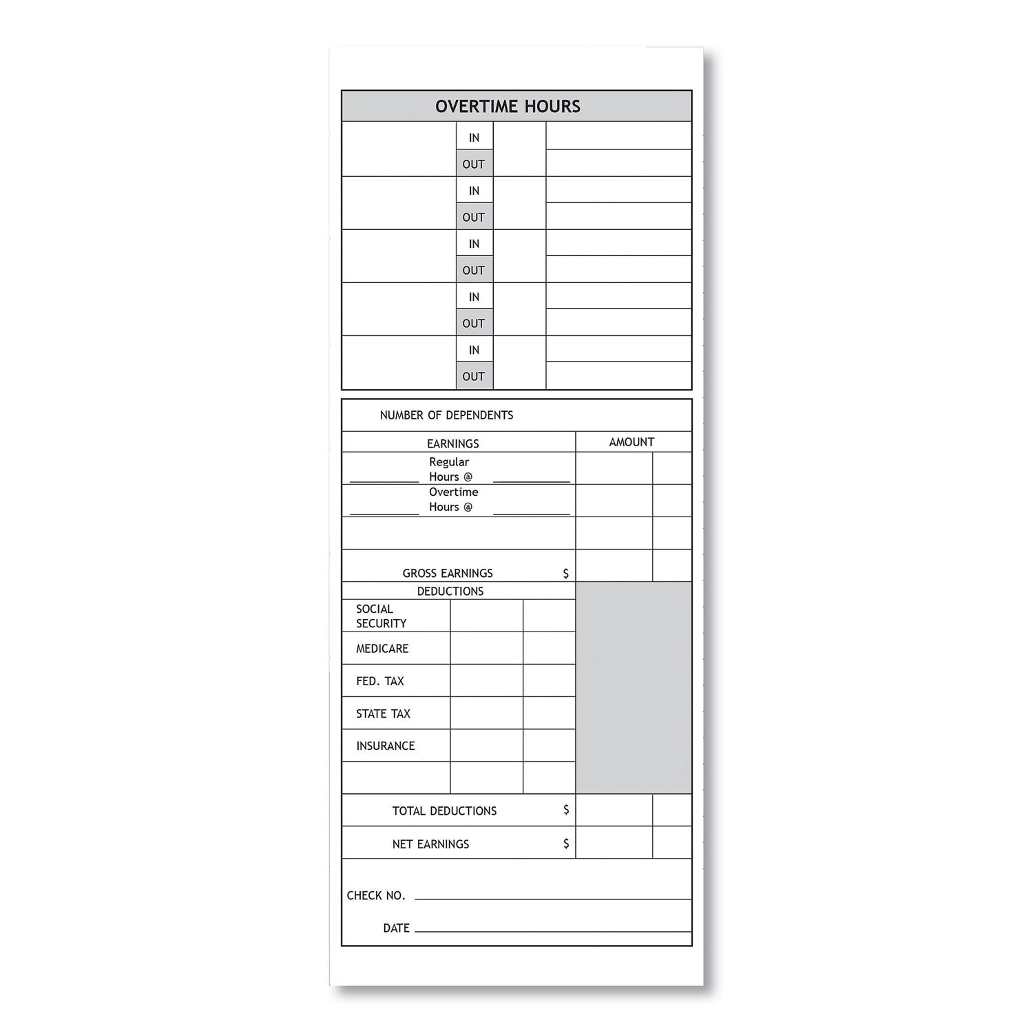 Time Clock Cards for Pyramid Technologies 1000/2000, Two Sides, 3.5 x 9, 100/Pack