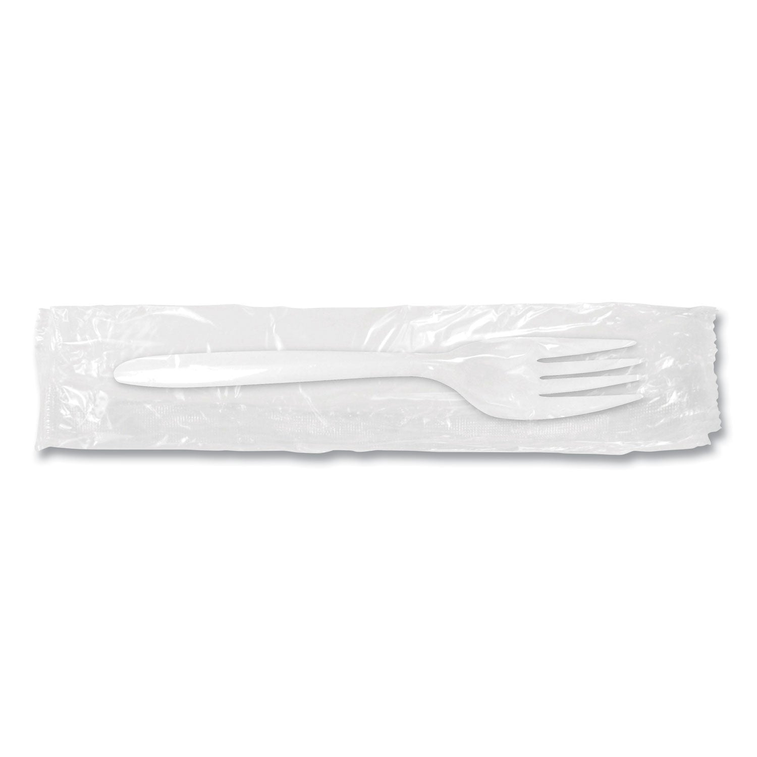 Berkley Square Individually Wrapped Mediumweight Cutlery, Fork, Plastic, White, 1,000/Carton