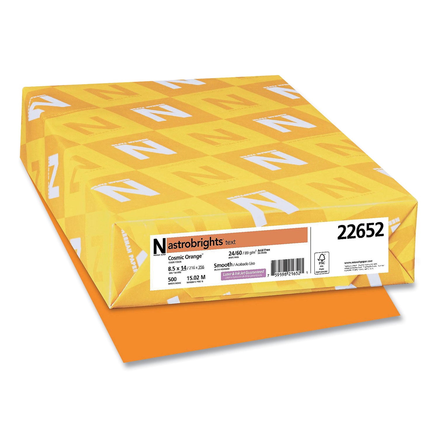 Astrobrights® Color Paper, 24 lb Bond Weight, 8.5 x 14, Cosmic Orange, 500/Ream
