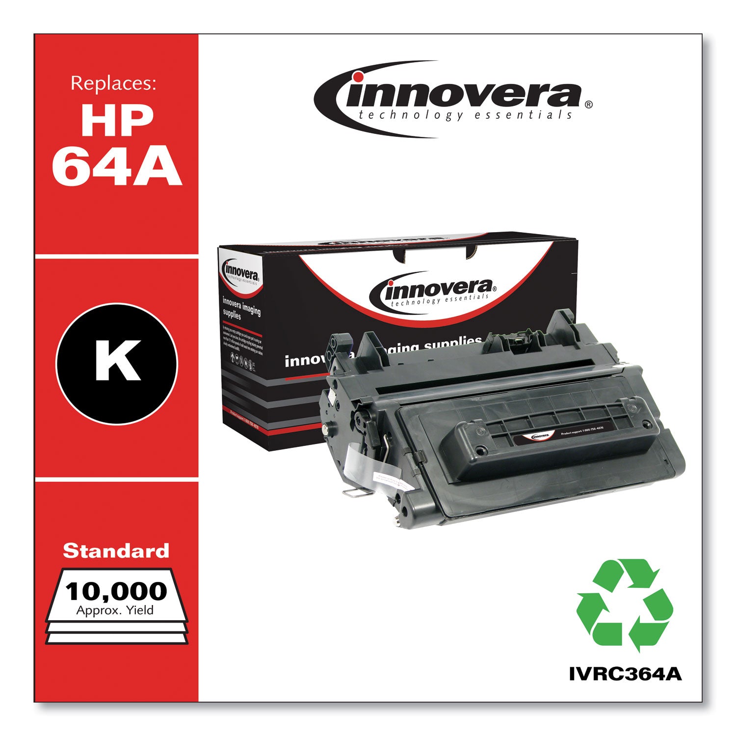 Innovera® Remanufactured Black Toner, Replacement for 64A (CC364A), 10,000 Page-Yield