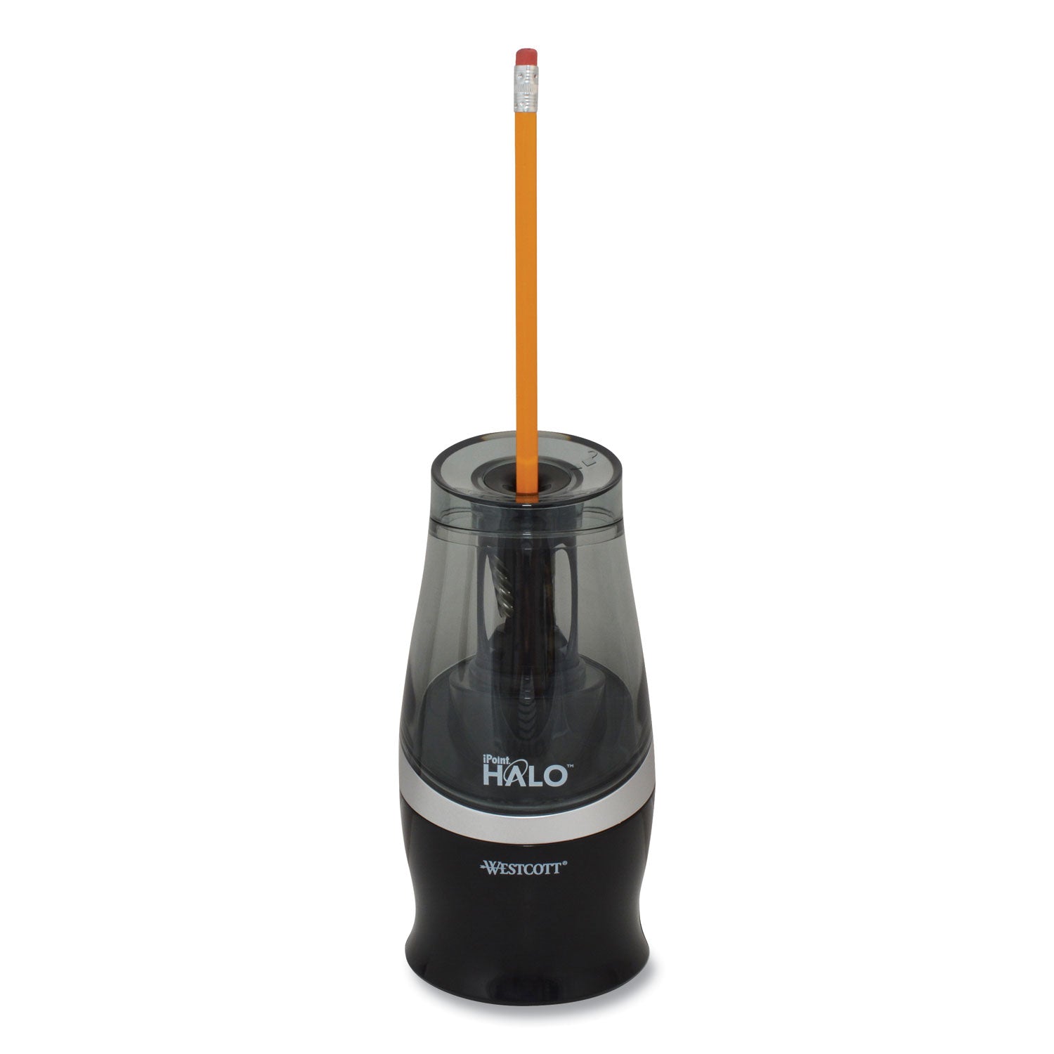 Westcott® Halo Colored Pencil Non-Stick Electric Sharpener, Ac-Powered, 3.5 X 6.75, Black/silver