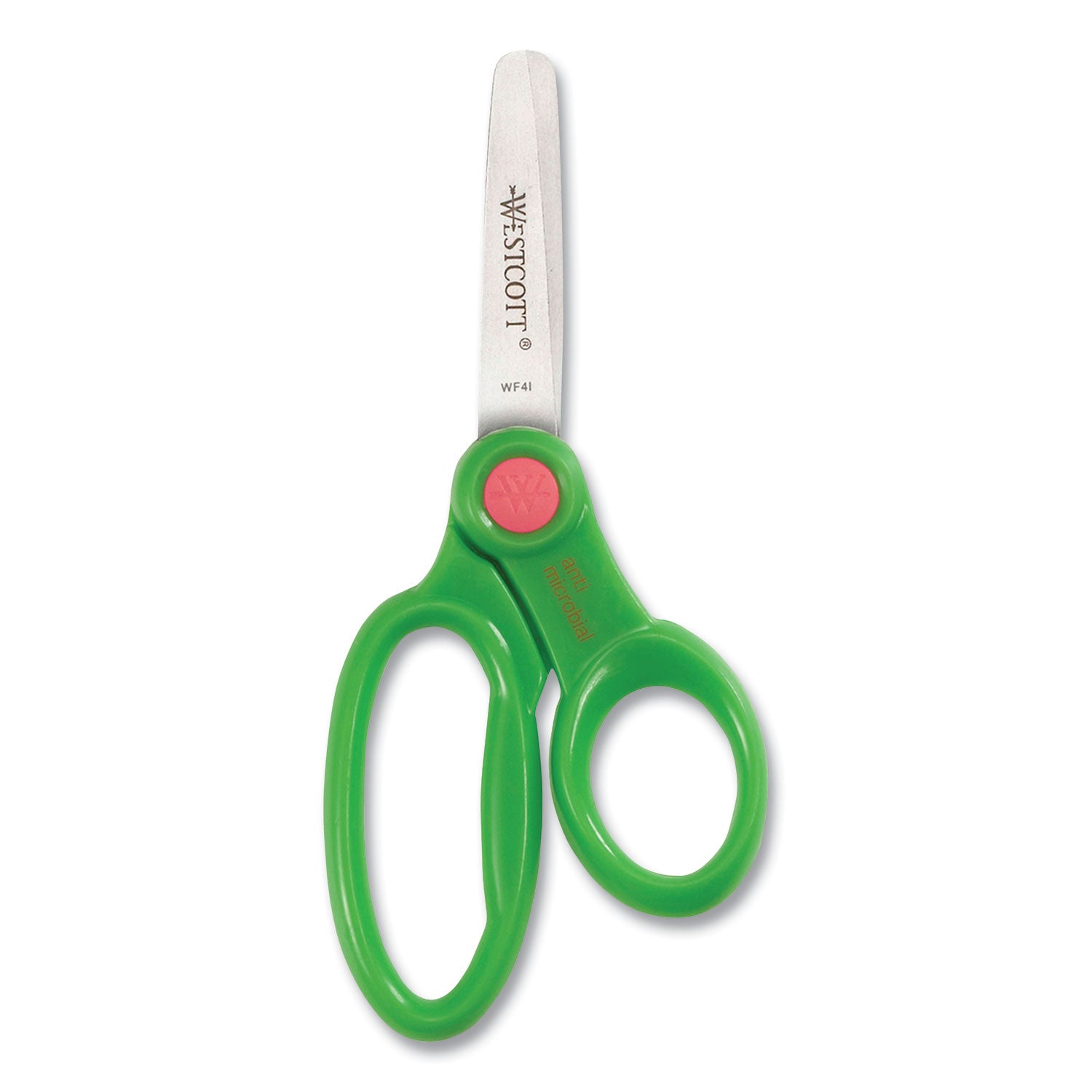 Westcott® Kids' Scissors with Antimicrobial Protection, Rounded Tip, 5" Long, 2" Cut Length, Straight Assorted Color Handles, 12/Pack