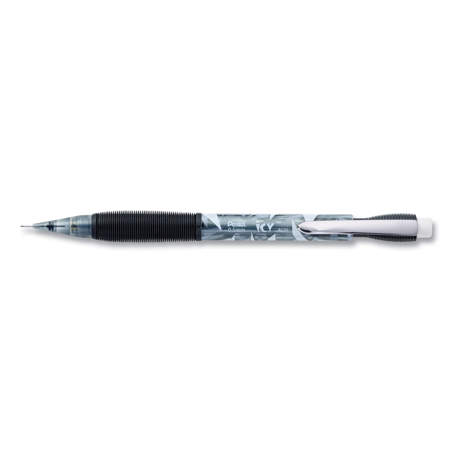 Icy Mechanical Pencil, 0.5 mm, HB (#2), Black Lead, Translucent Ice/Black Barrel, Dozen
