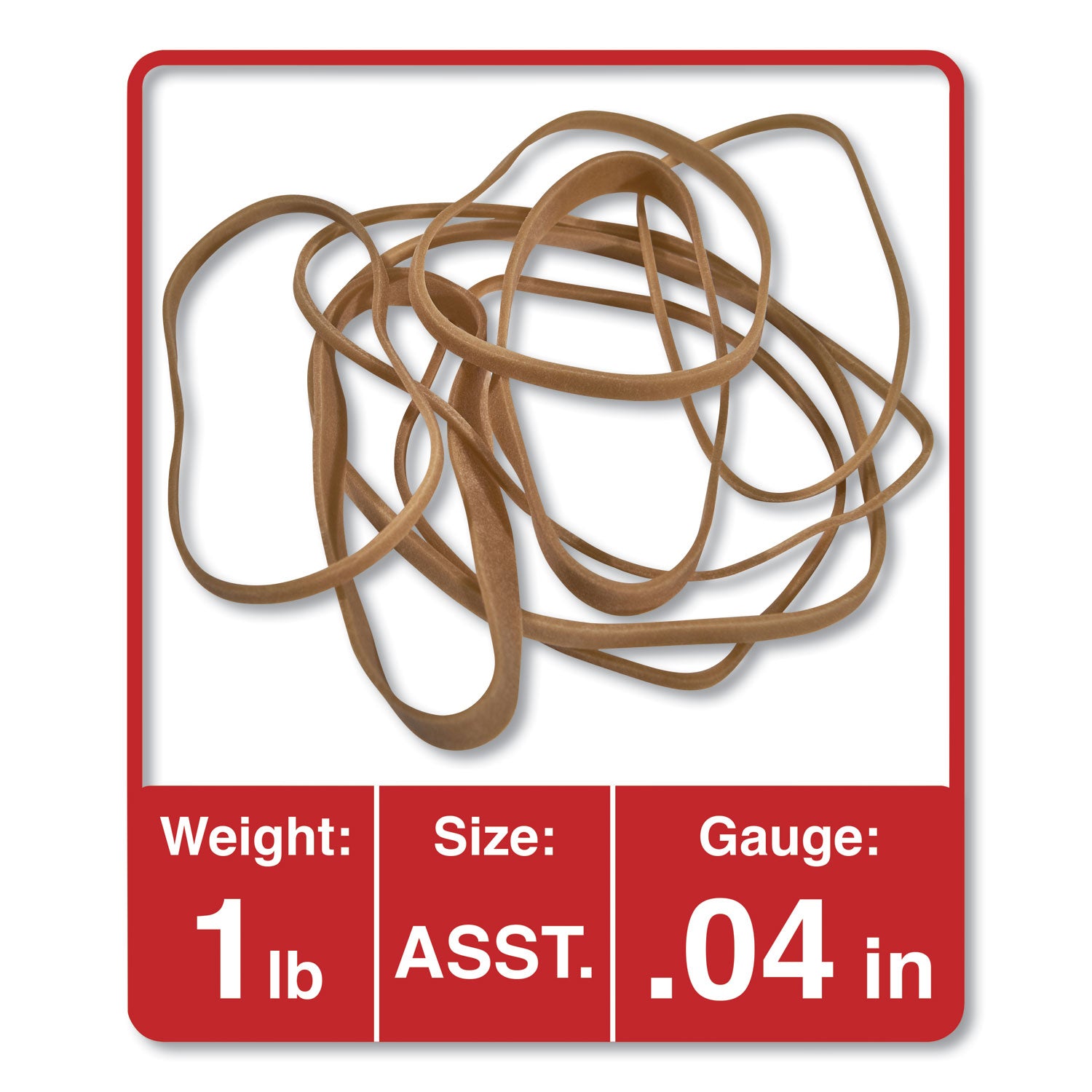 Universal® Rubber Bands, Size 54 (assorted), Assorted Gauges, Beige, 1 Lb Box