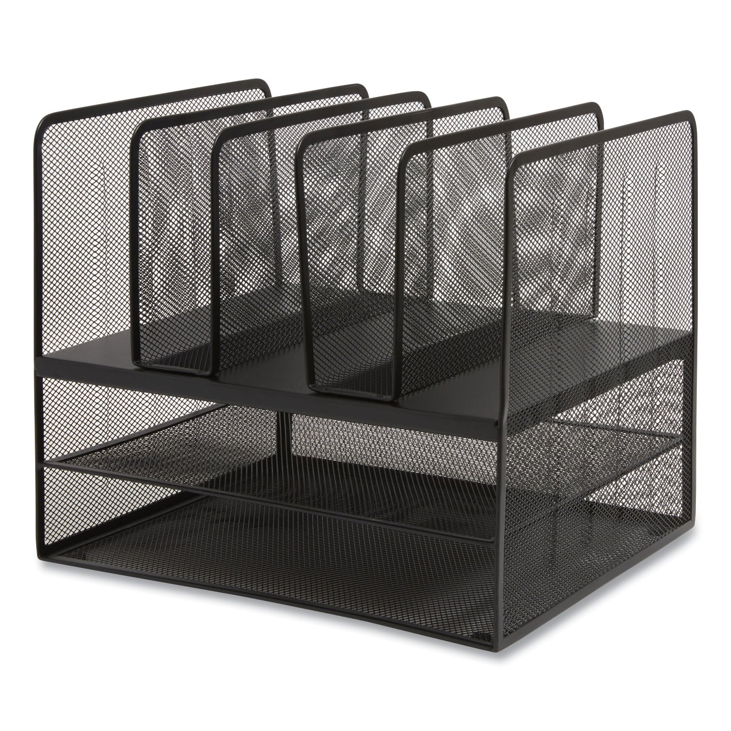 TRU RED™ Wire Mesh Combination Organizer, Vertical/horizontal, 7 Sections, Letter-Size, 11.22 X 13.23 X 11.34, Matte Black