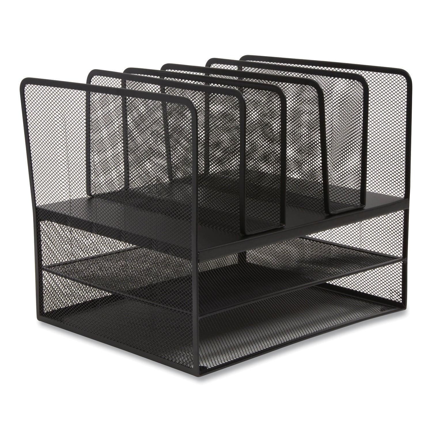TRU RED™ Wire Mesh Combination Organizer, Vertical/horizontal, 7 Sections, Letter-Size, 11.22 X 13.23 X 11.34, Matte Black
