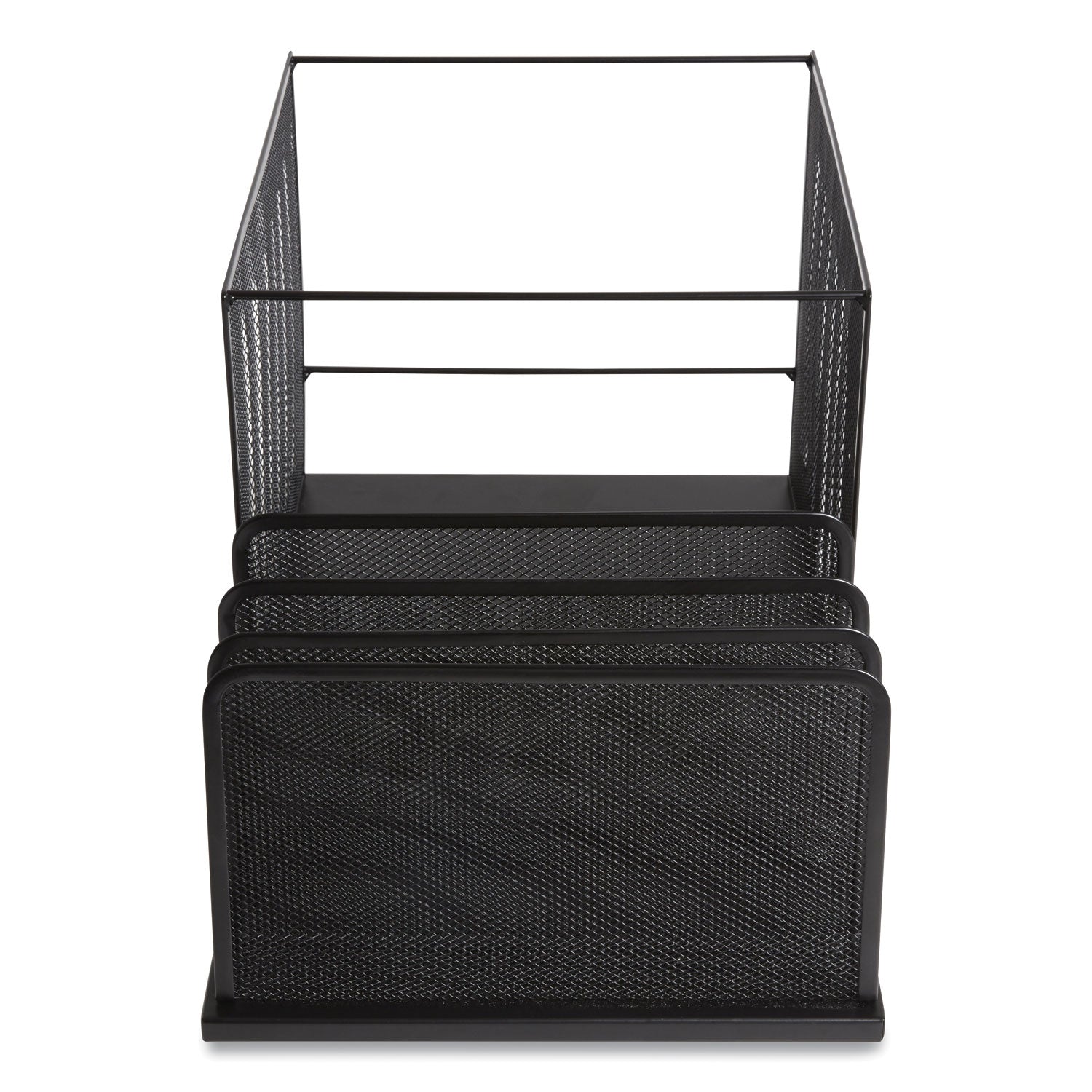 TRU RED™ Wire Mesh Combination Organizer, Incline Sorter/hanging File, 4 Sections, Letter-Size, 11.81 X 20.28 X 11.81, Matte Black